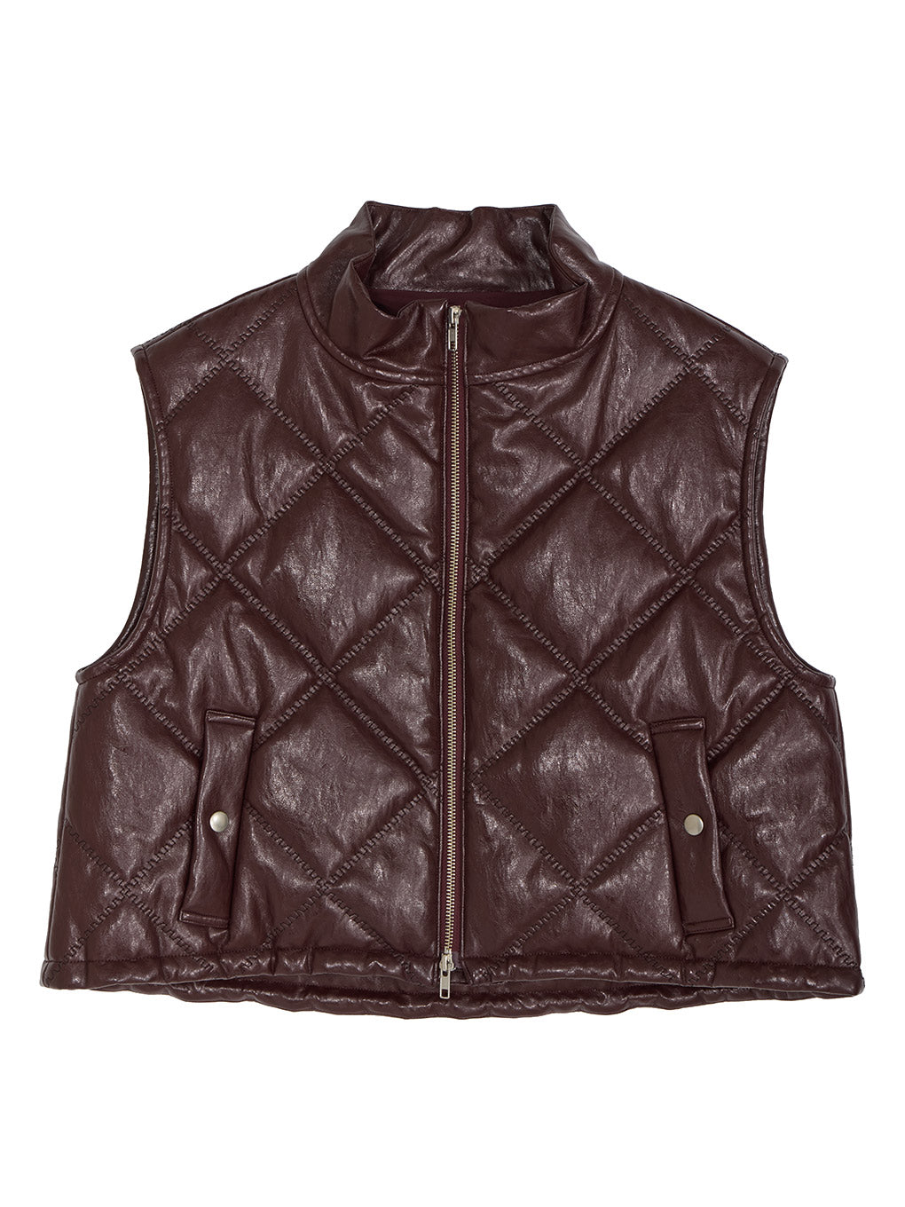 SYNTHETIC LEATHER QUILTING MINI VEST