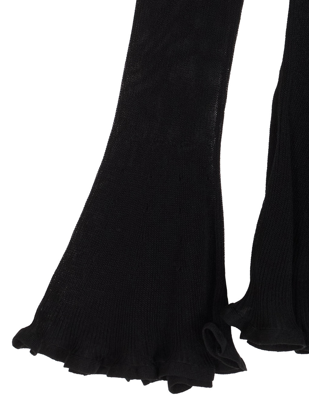 SHEER FRILL V NECK KNIT TOP