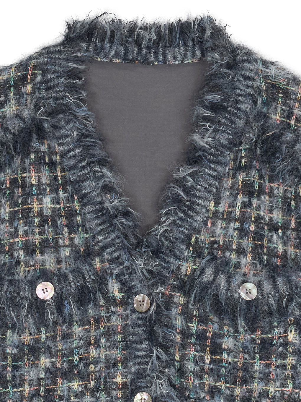 TWEED FRINGE KNIT CARDIGAN