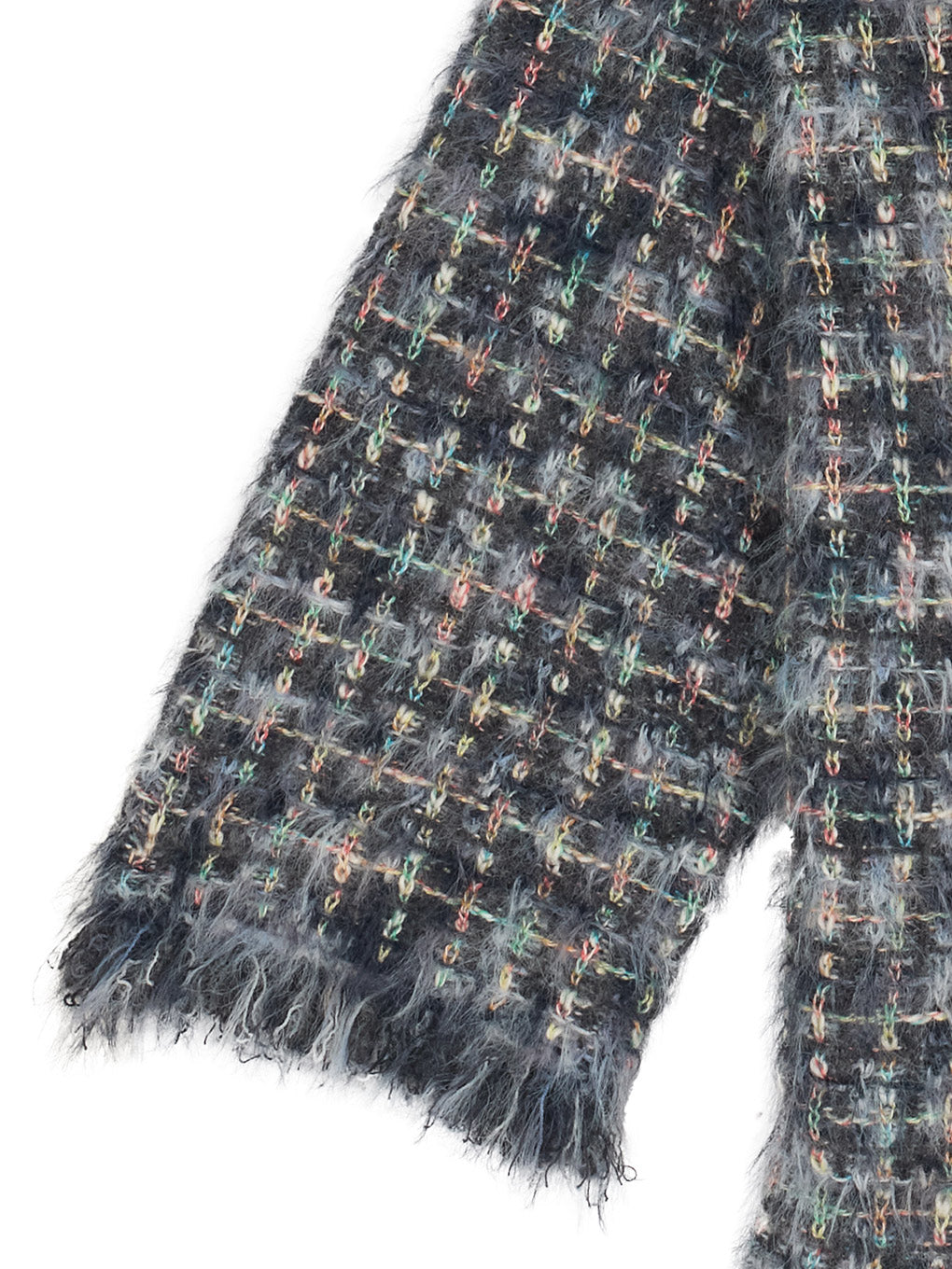 TWEED FRINGE KNIT CARDIGAN