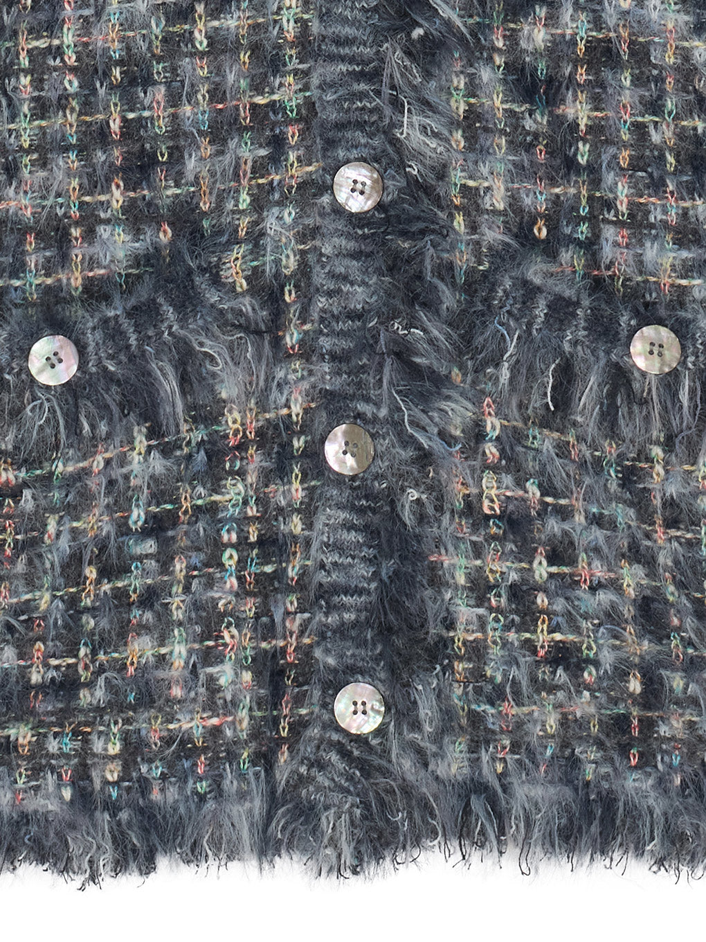 TWEED FRINGE KNIT CARDIGAN
