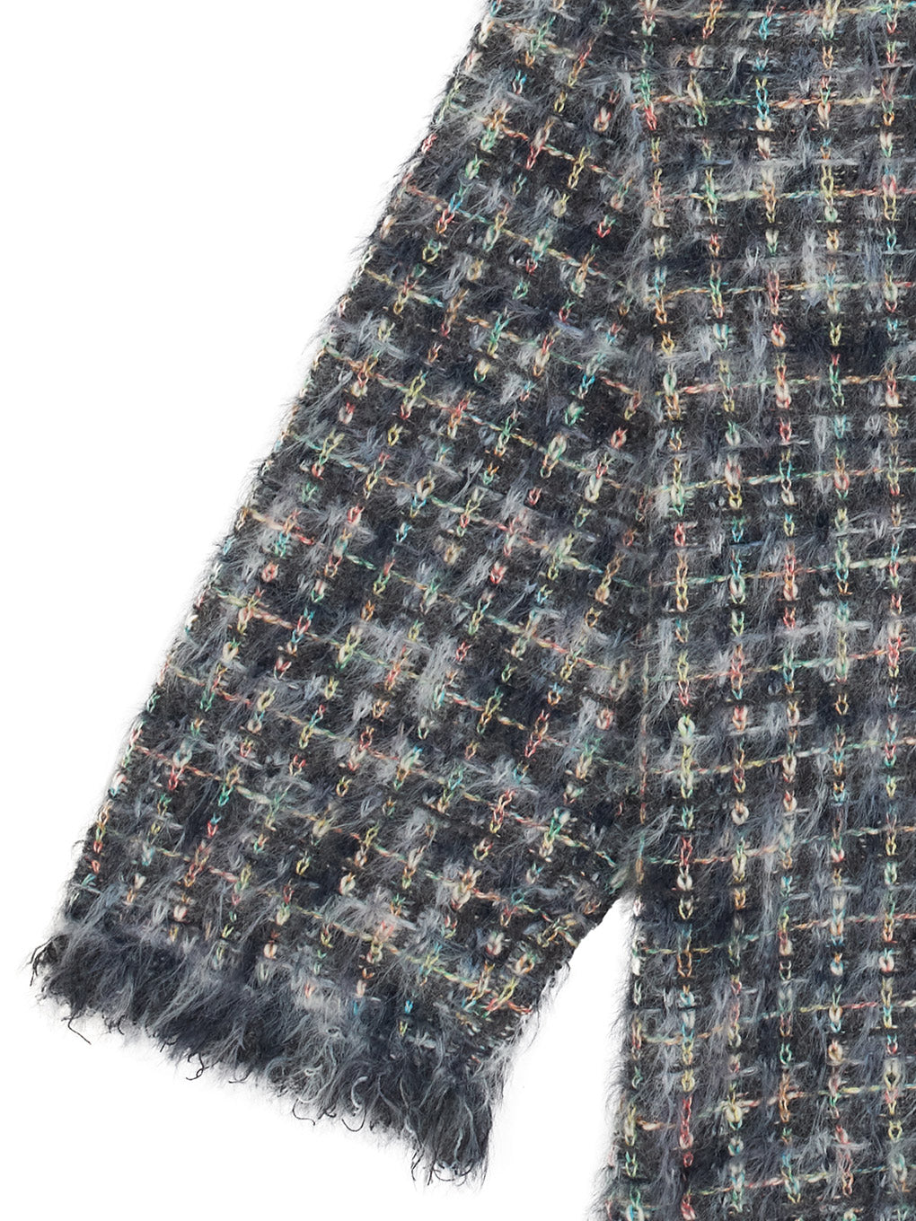 TWEED FRINGE KNIT CARDIGAN