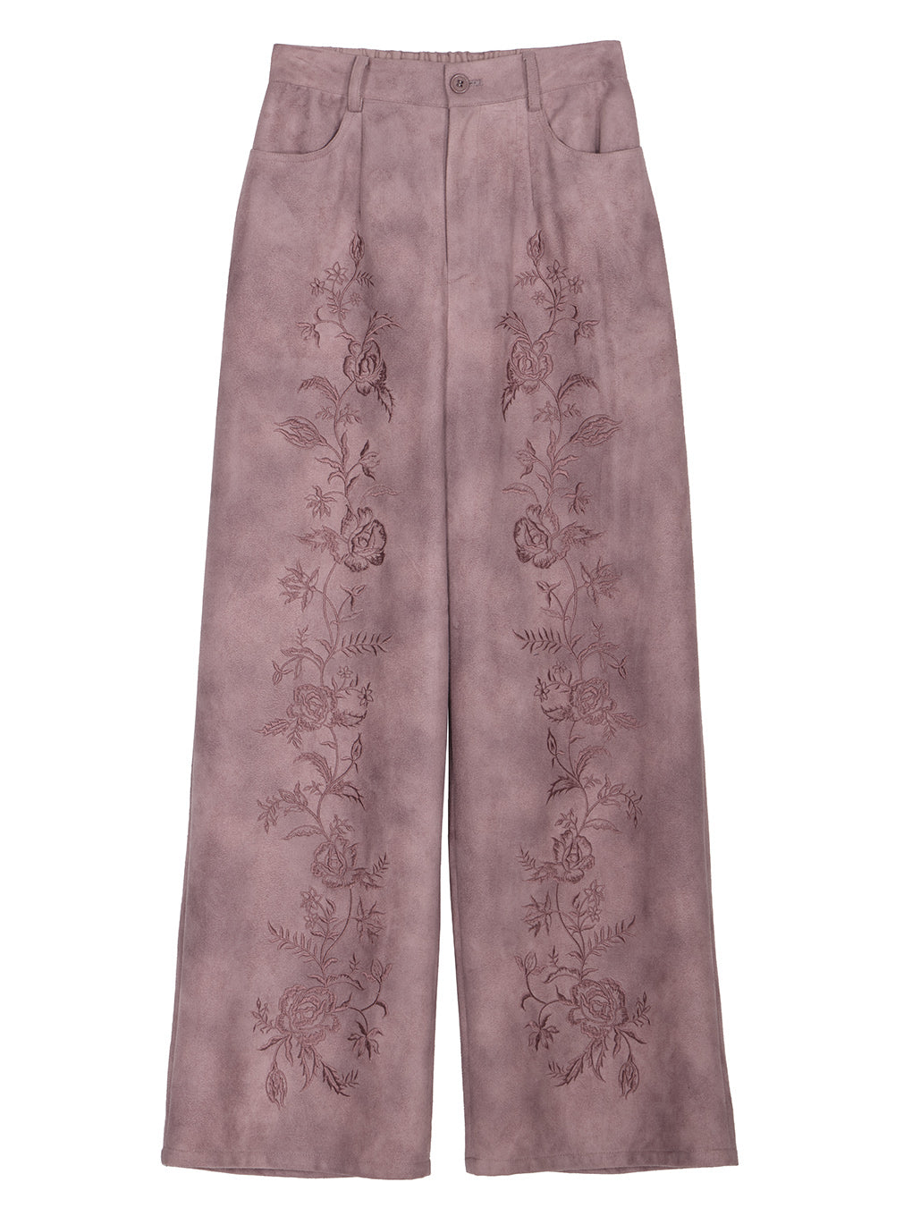 SYNTHETIC SUEDE EMBROIDERY PANTS