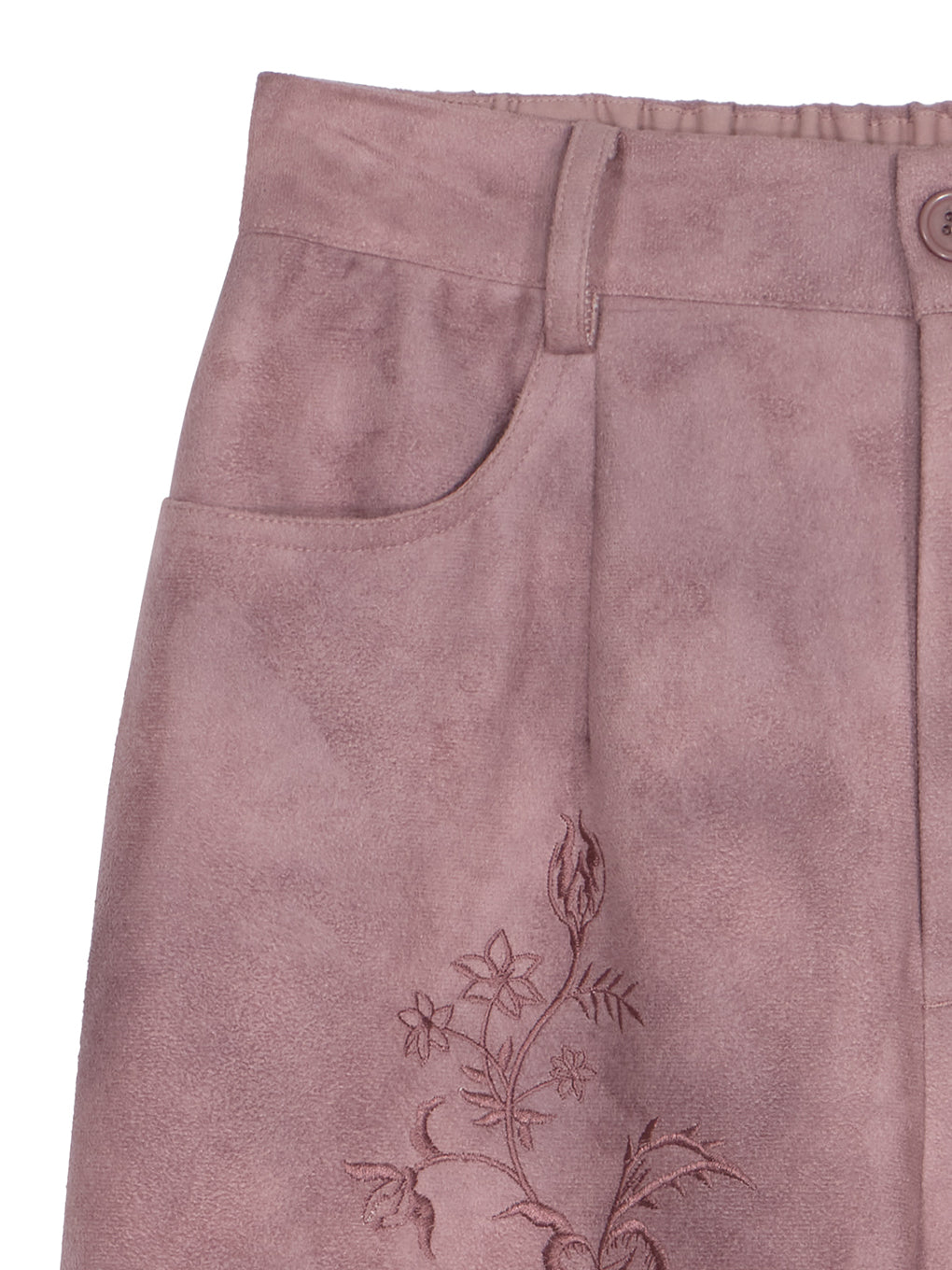 SYNTHETIC SUEDE EMBROIDERY PANTS