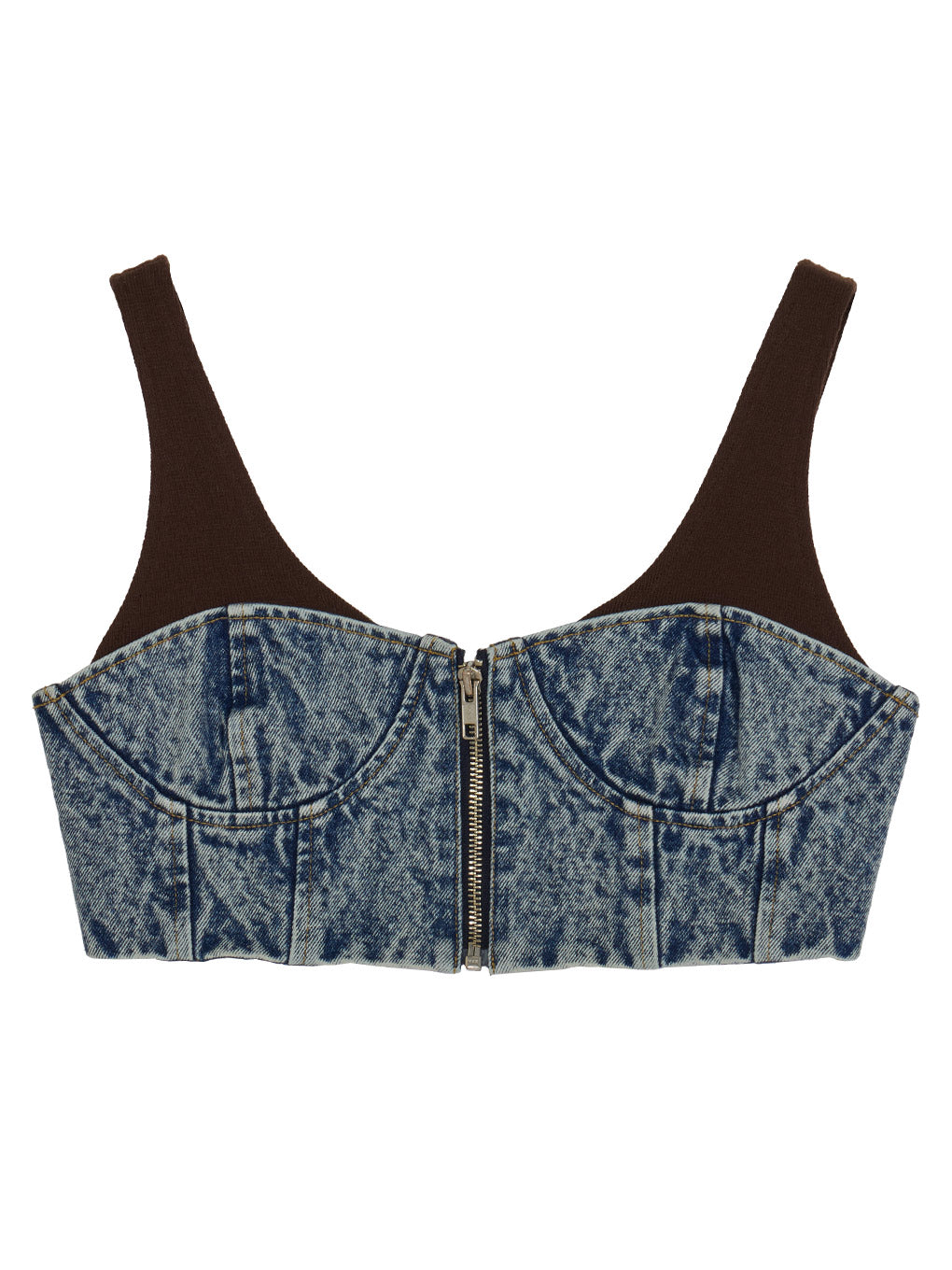 RIB MIX DENIM BUSTIER