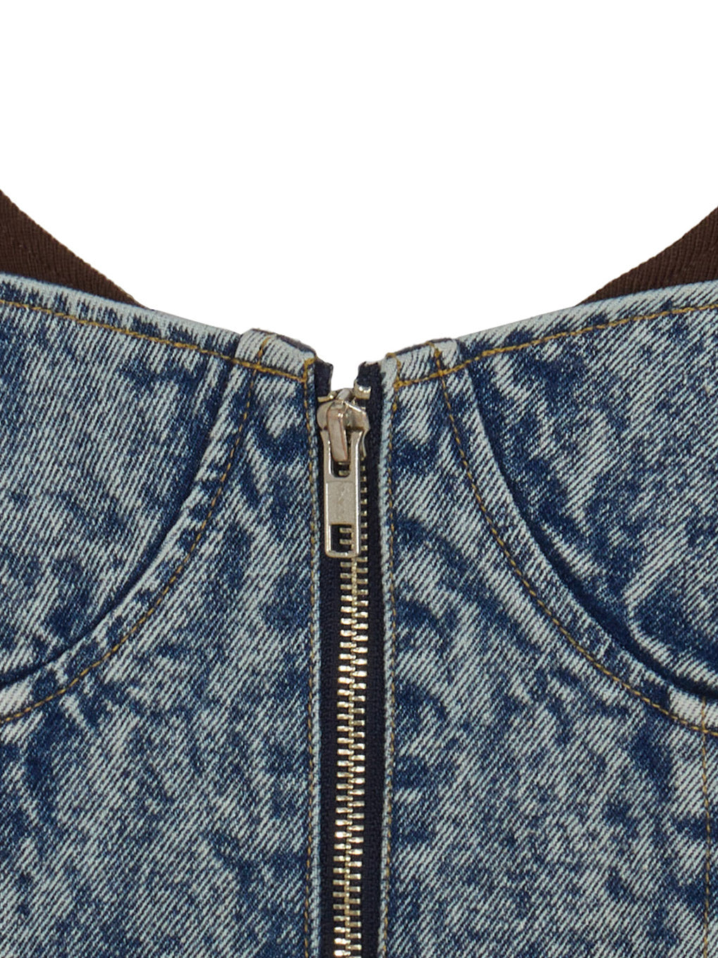 RIB MIX DENIM BUSTIER