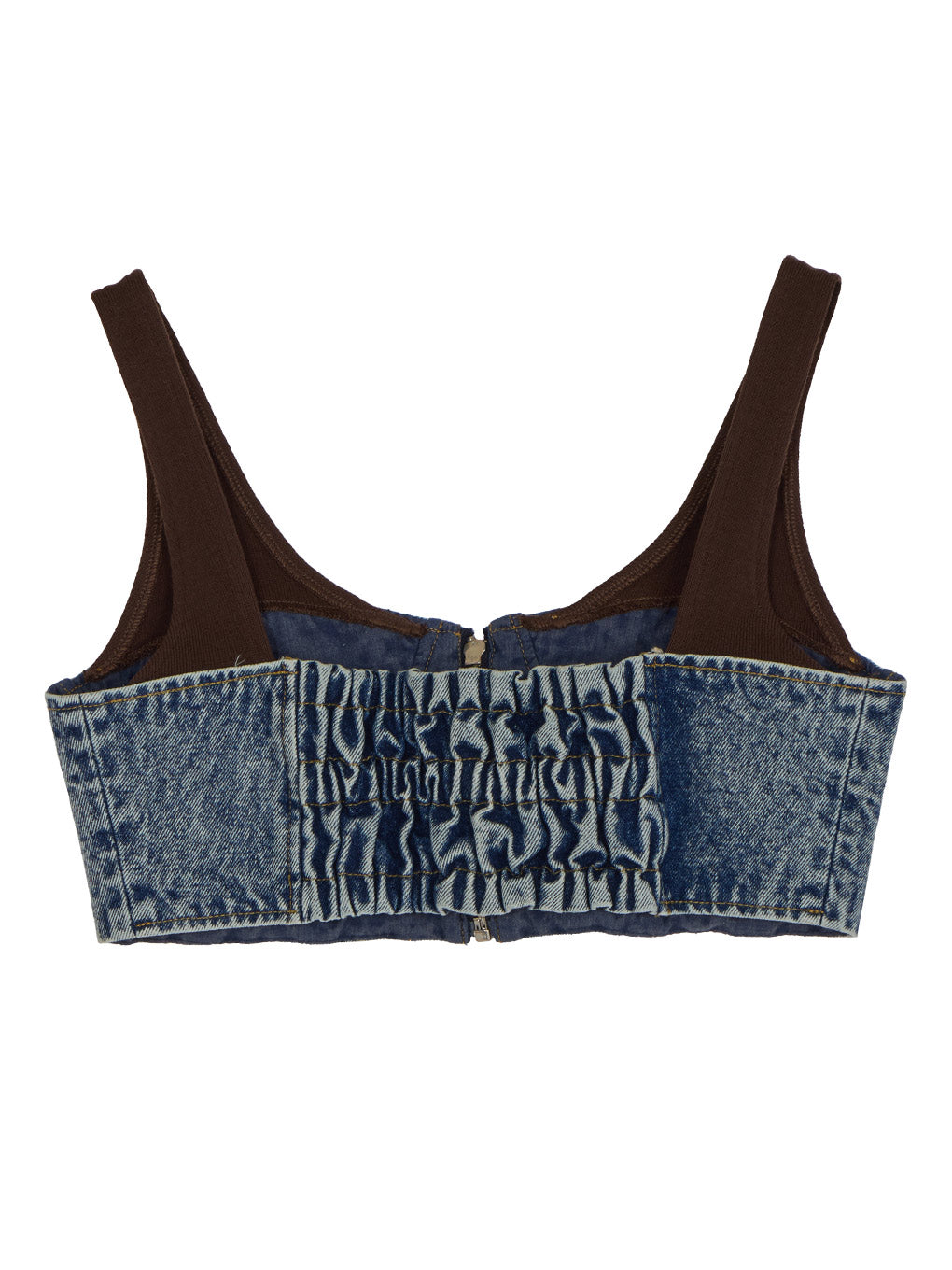 RIB MIX DENIM BUSTIER