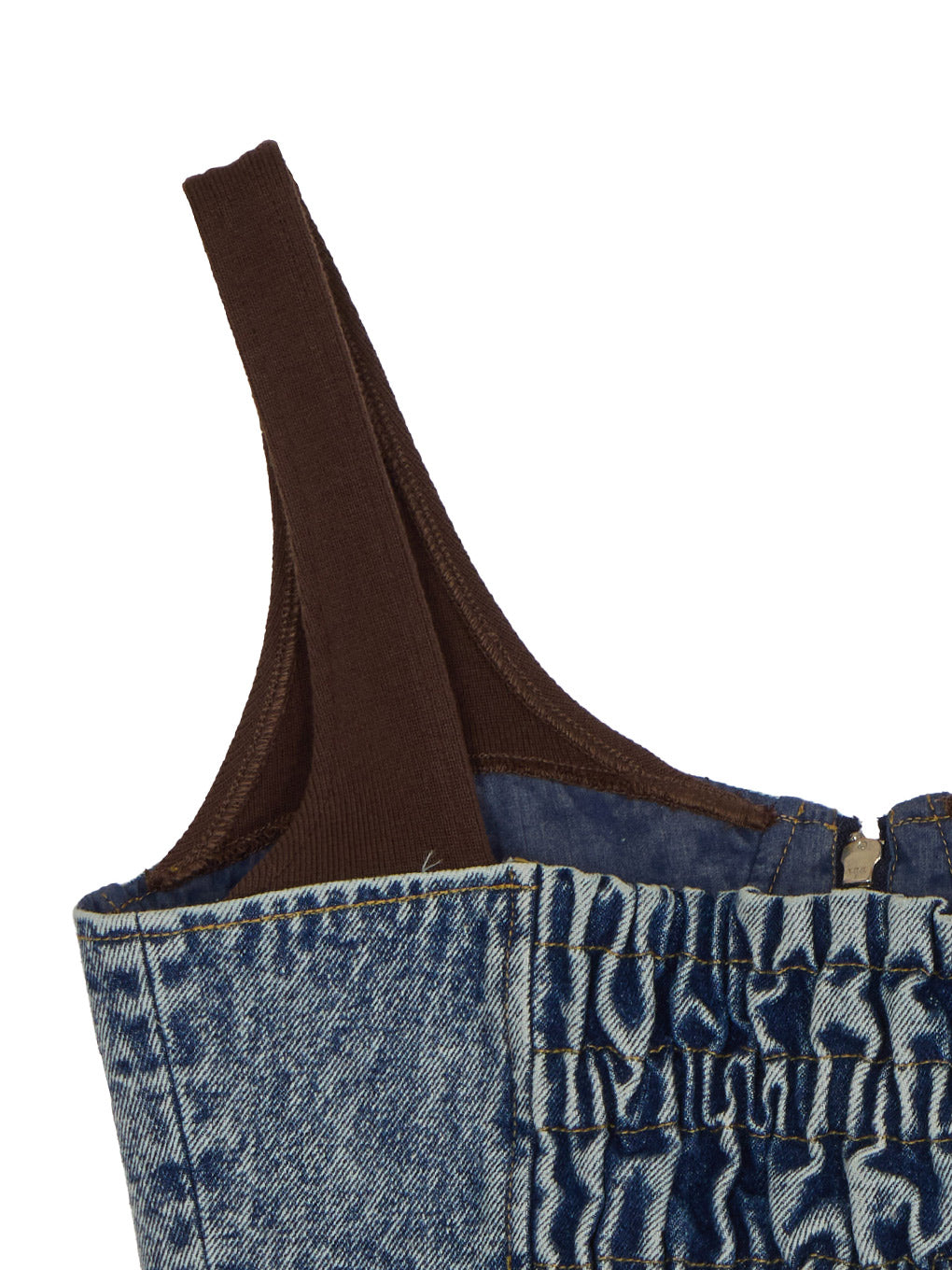 RIB MIX DENIM BUSTIER