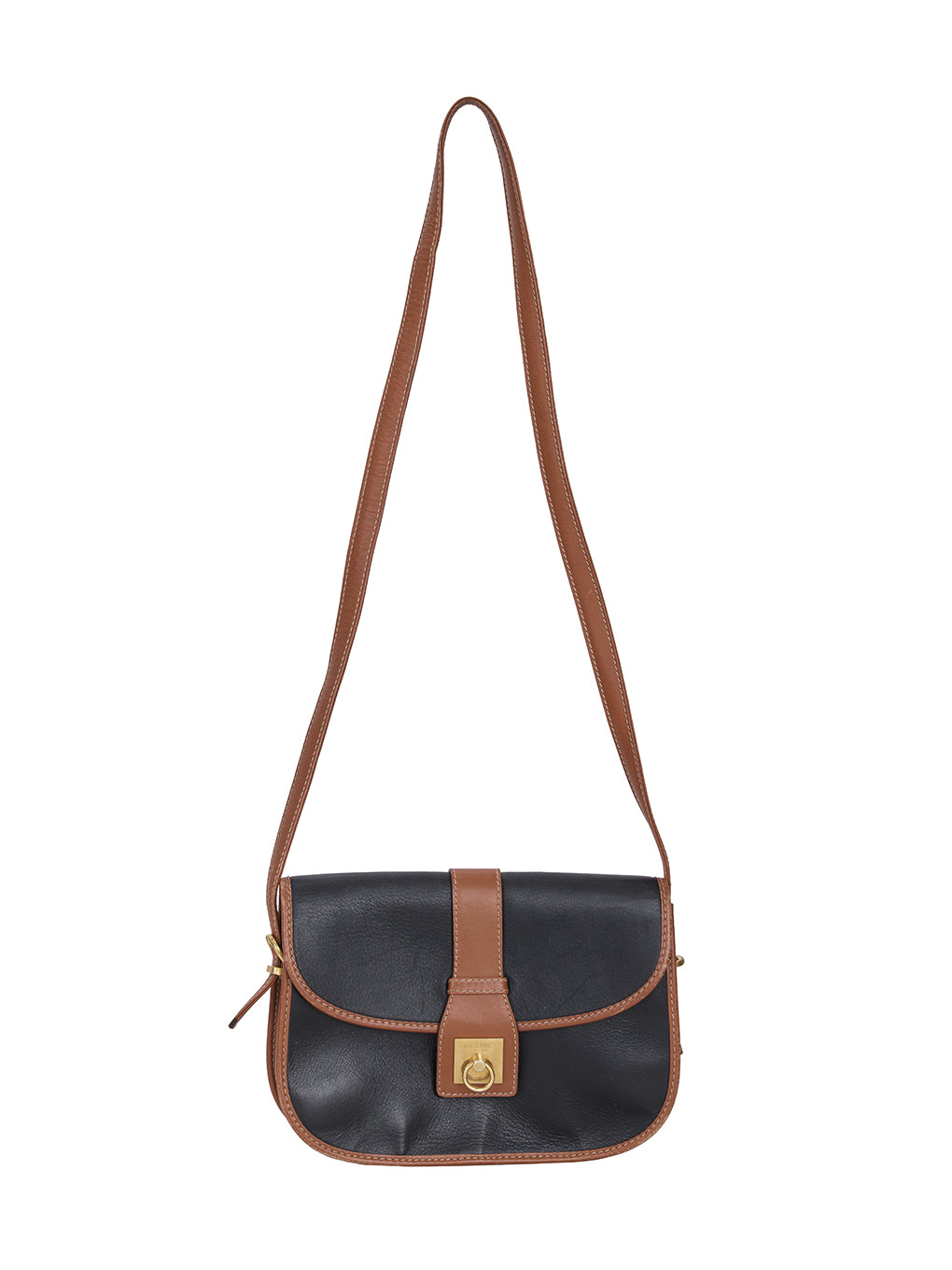 CELINE ガンチーニ金具バイカラーレザーショルダーバッグ