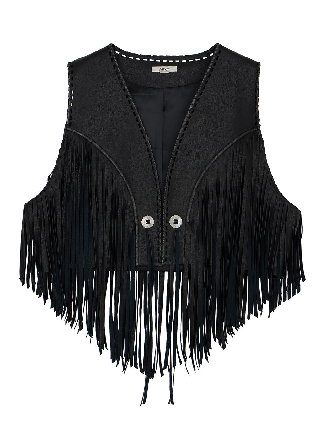 WESTERN FRINGE SYNTHETIC LEATHER VEST