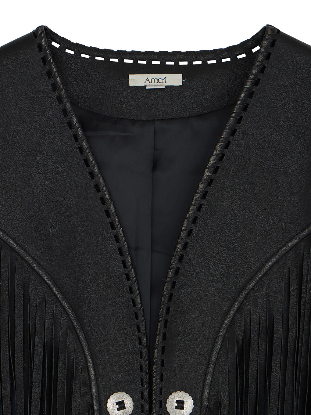 WESTERN FRINGE SYNTHETIC LEATHER VEST