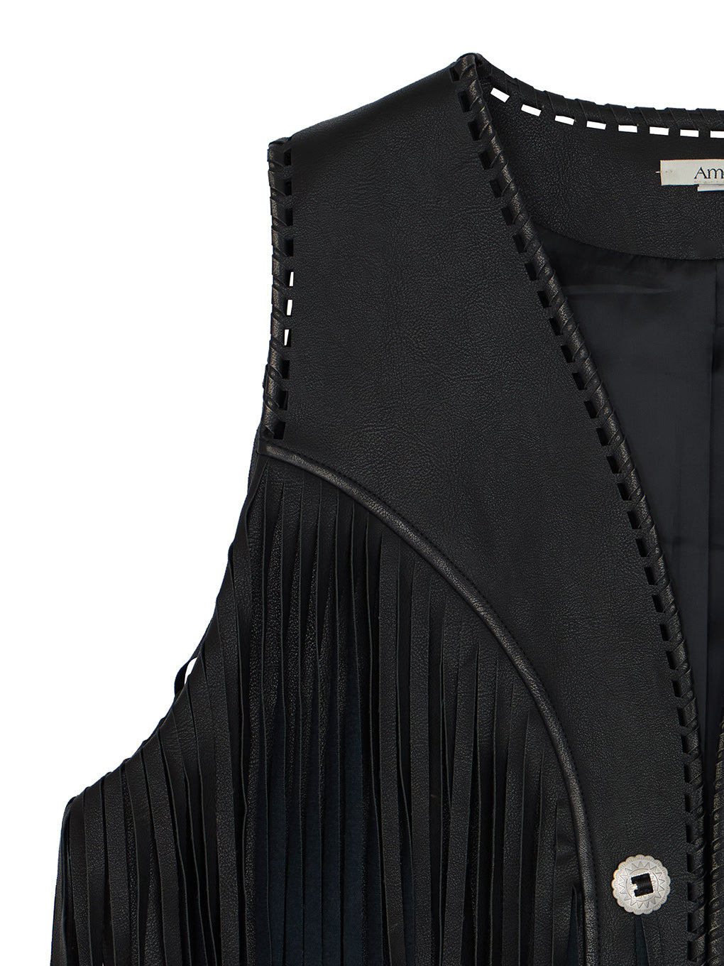 WESTERN FRINGE SYNTHETIC LEATHER VEST