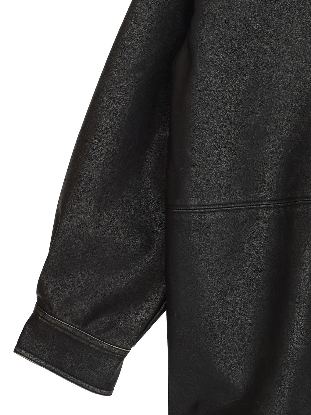 PINTUCK SYNTHETIC LEATHER SHIRT
