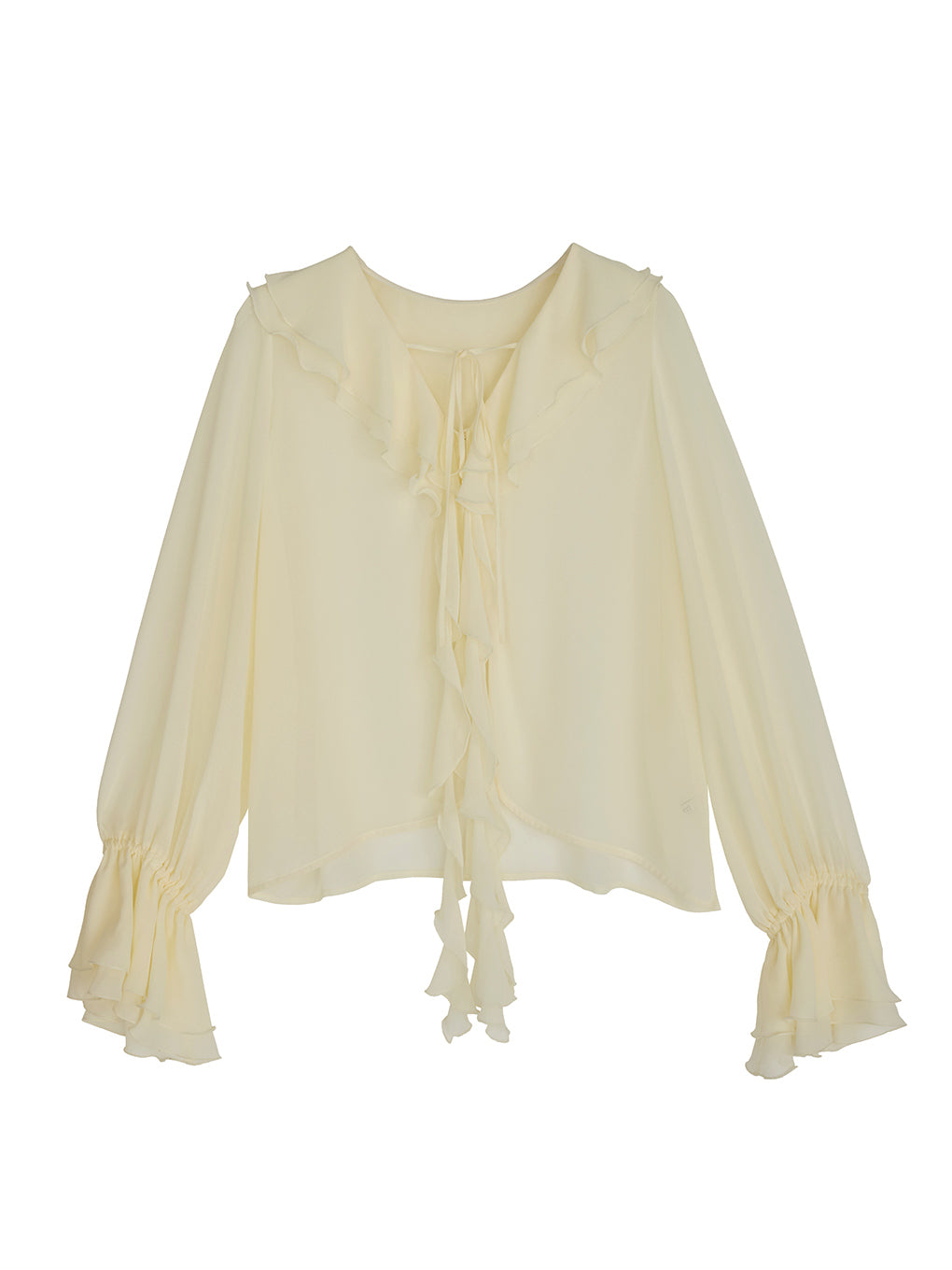 SHEER TWIST FRILL BLOUSE
