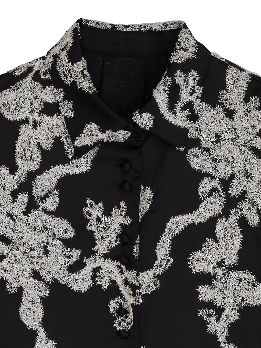 MOLE YARN EMBROIDERY SATIN SHIRT