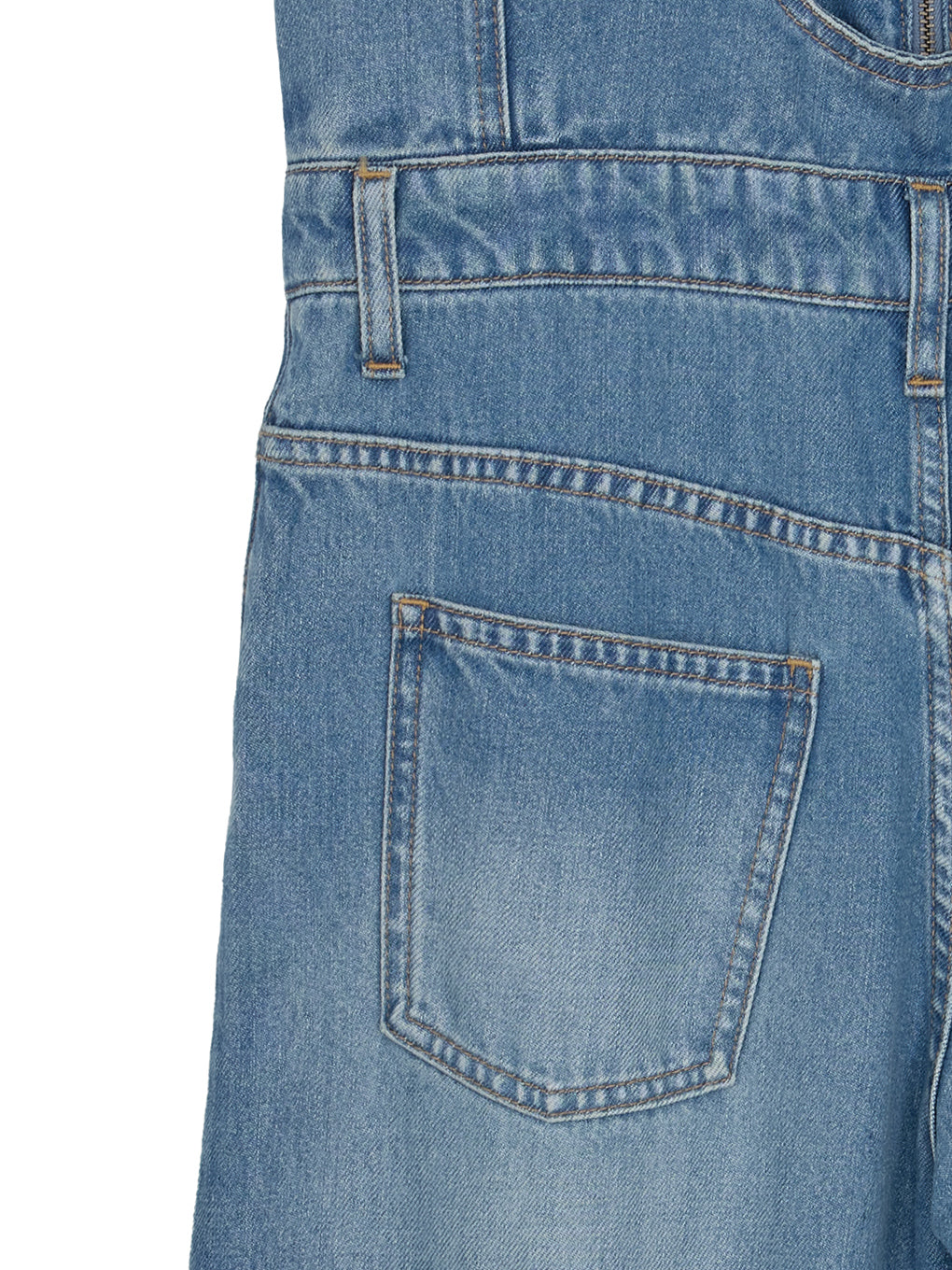 BACK CROSS DENIM ROMPERS