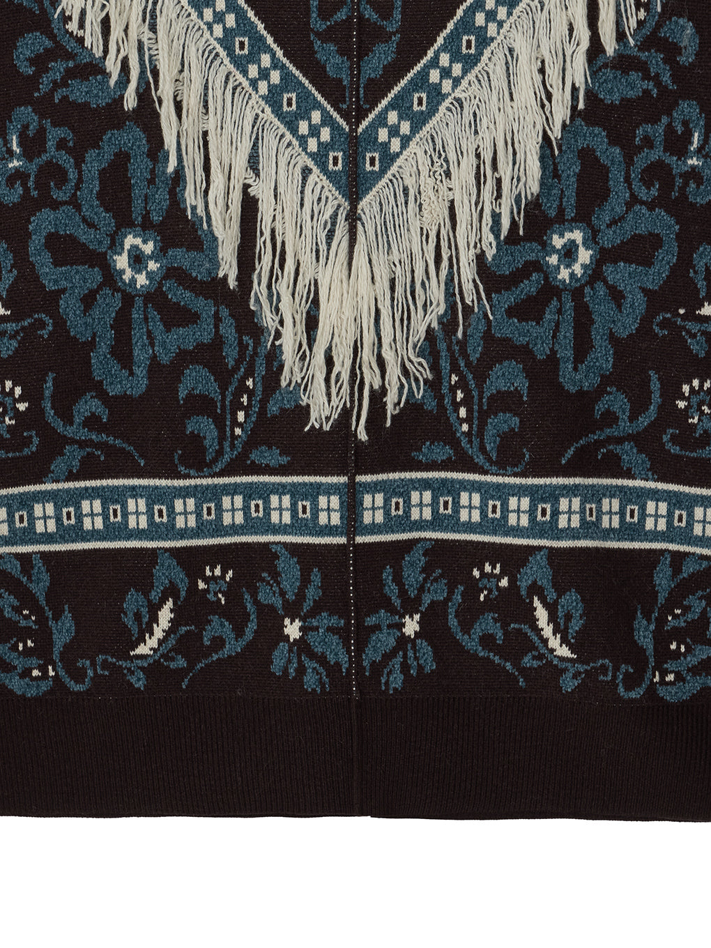 2WAY FLOWER PATTERN FRINGE KNIT VEST