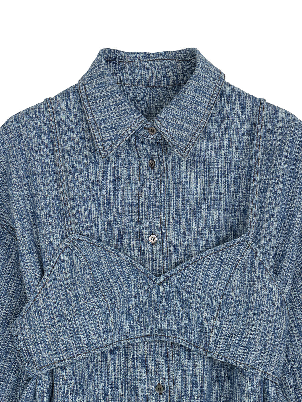 BUSTIER SET OVER DENIM HICKORY SHIRT