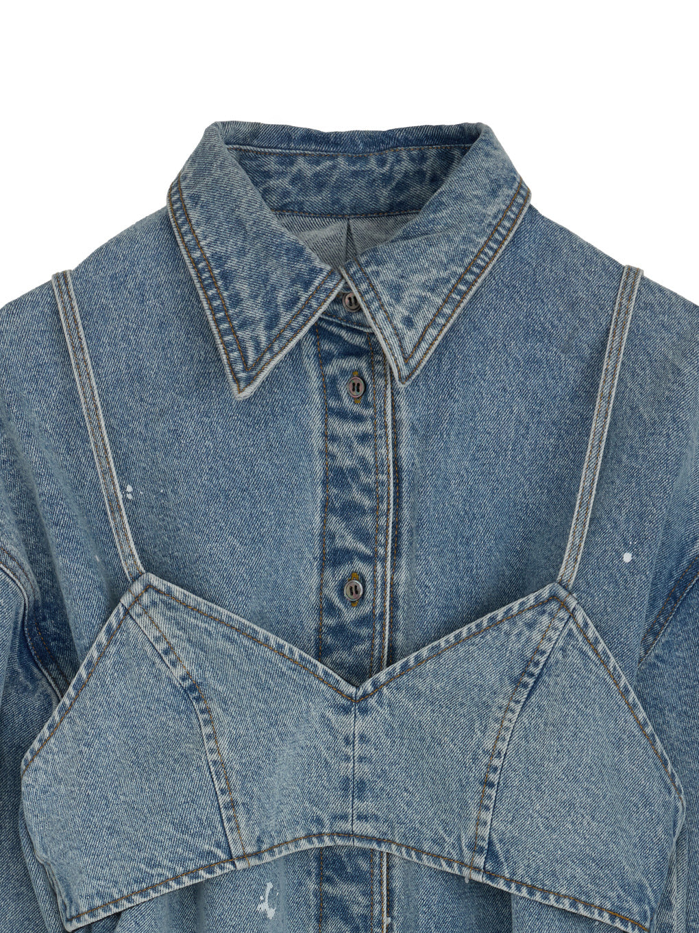 BUSTIER SET OVER DENIM PAINT SHIRT