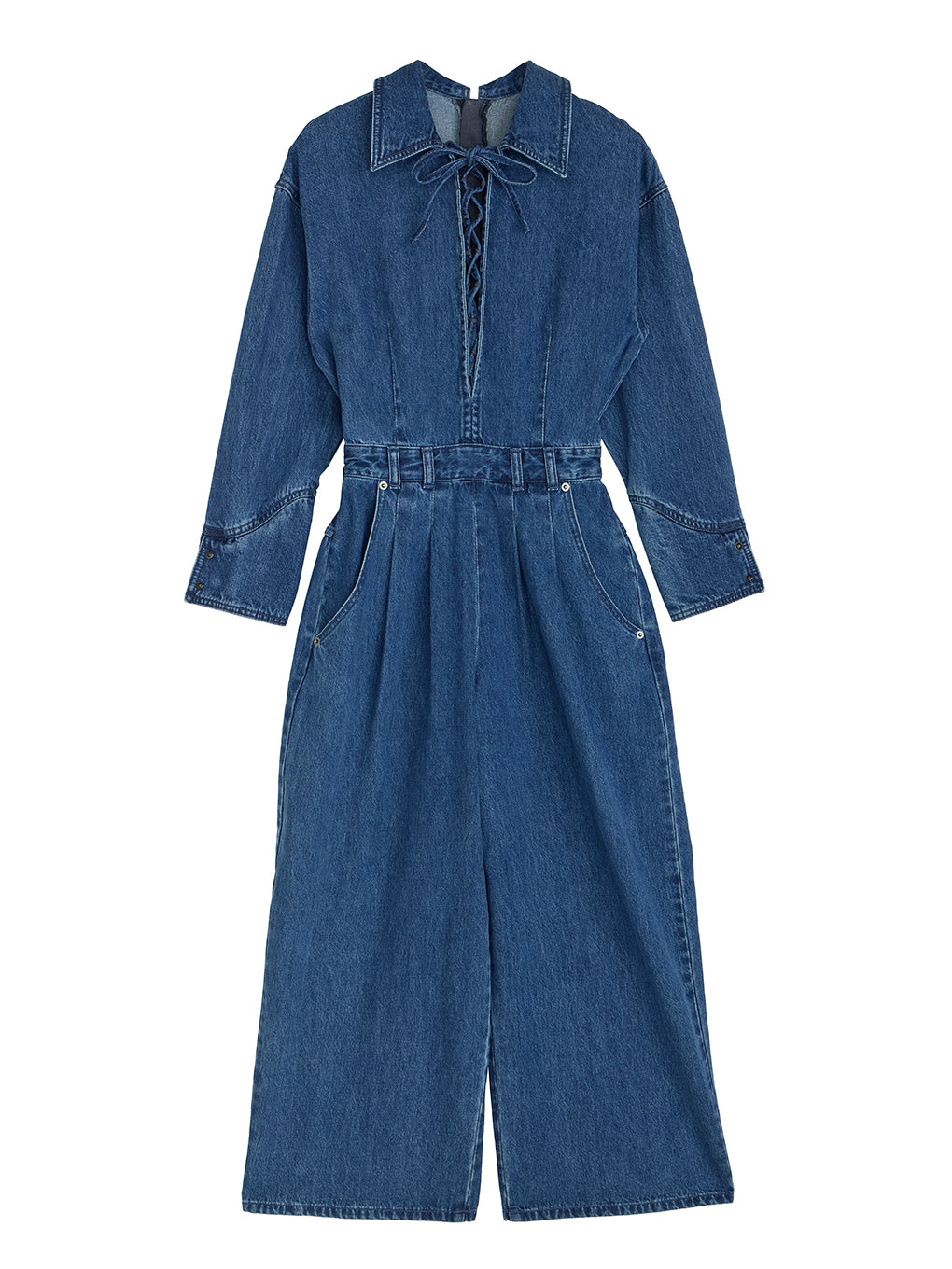 LACE UP DENIM ROMPERS