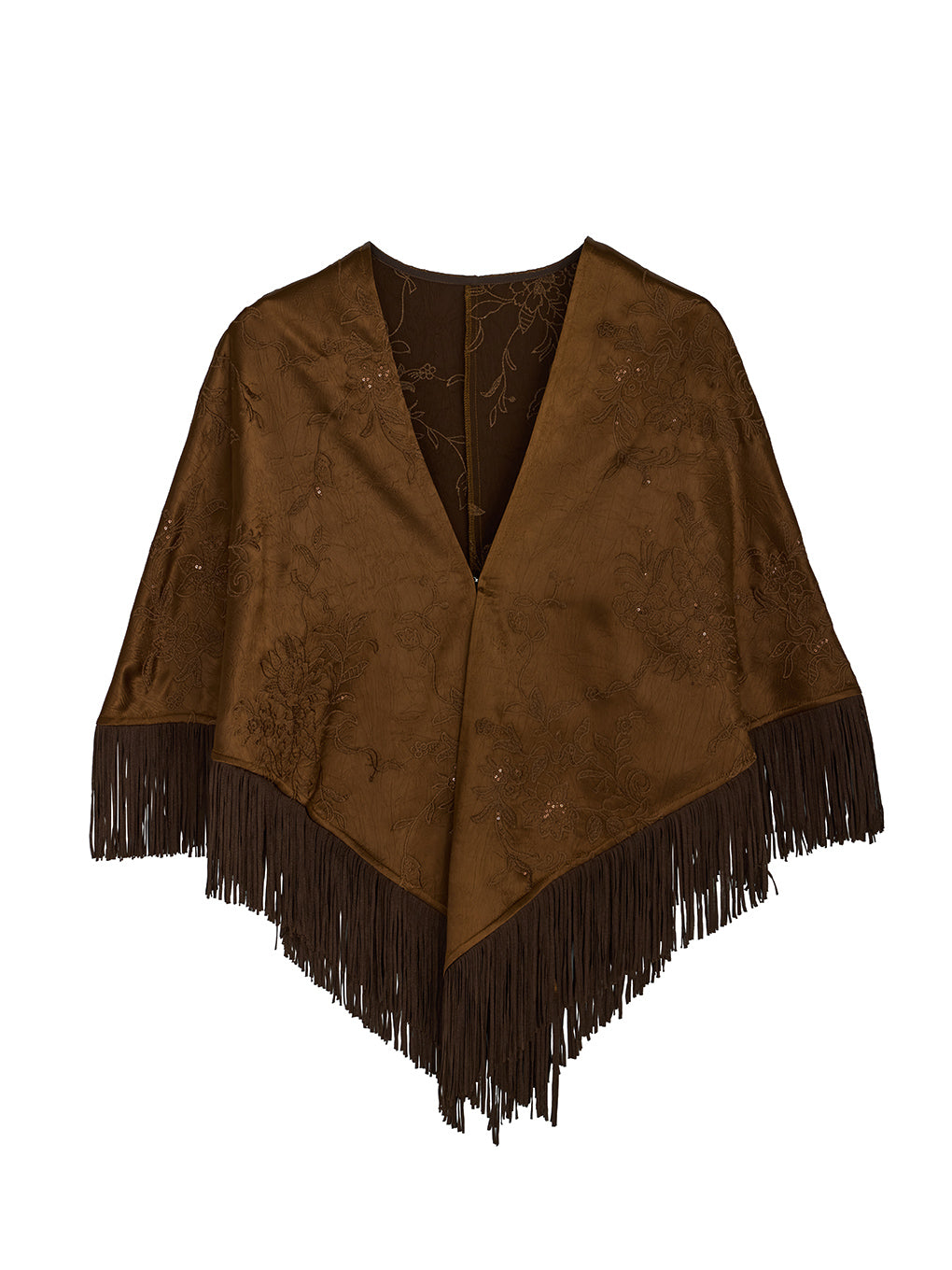SEQUIN EMBROIDERY SATIN PONCHO