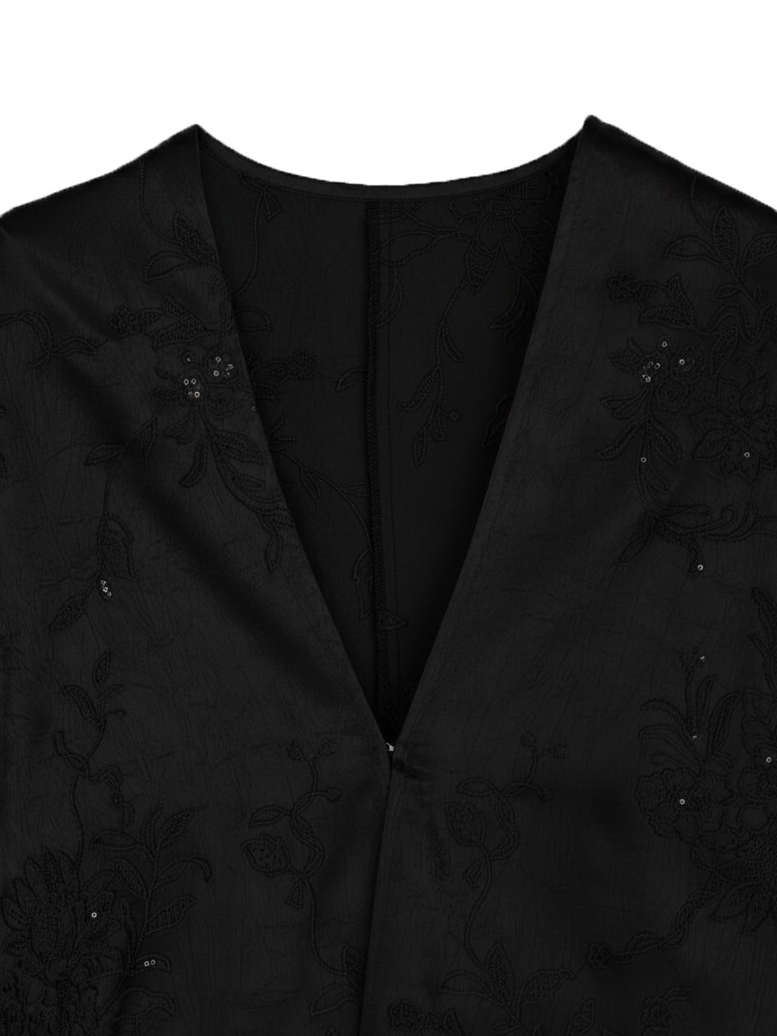 SEQUIN EMBROIDERY SATIN PONCHO