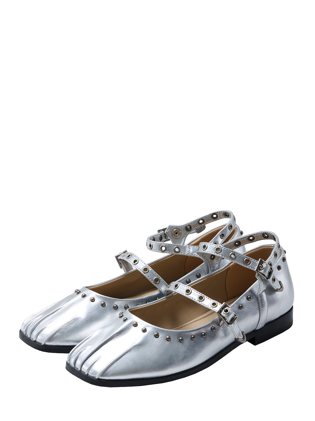 STUDS STRAP BALLET SHOES