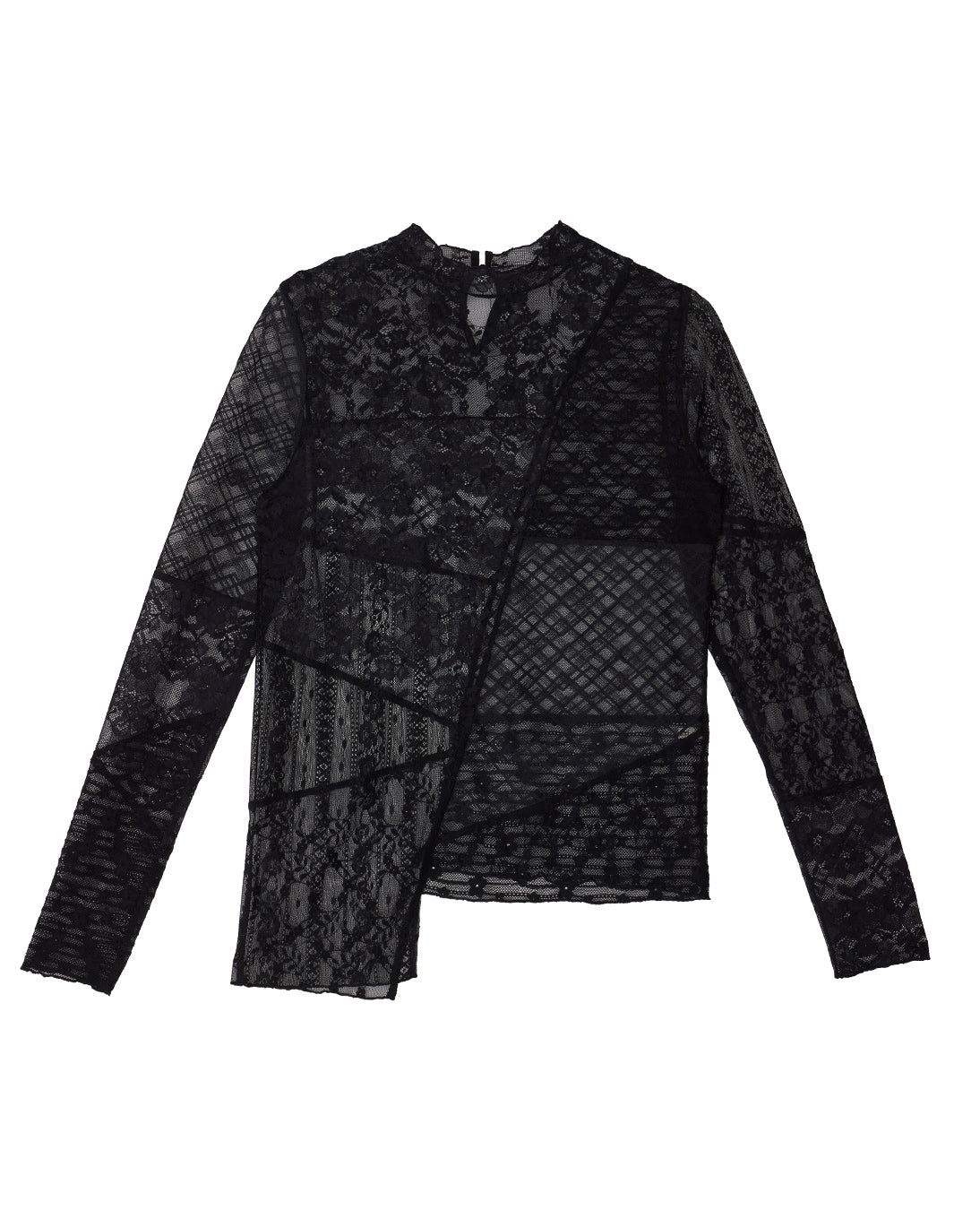 LACE PATCHWORK ASYMMETRY TOP