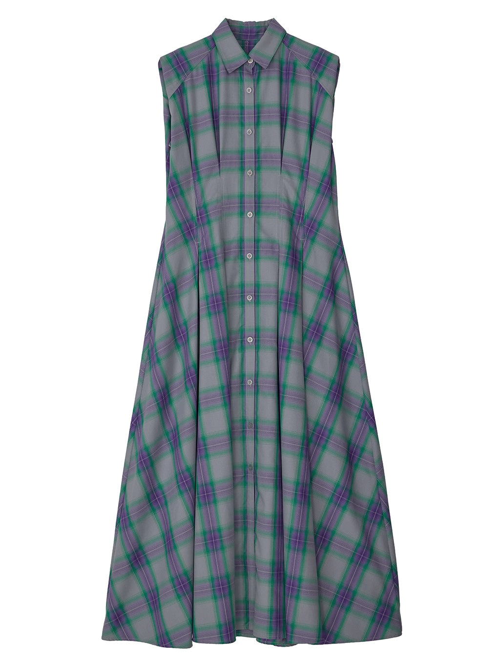 3WAY OMBRE CHECK FLARE DRESS