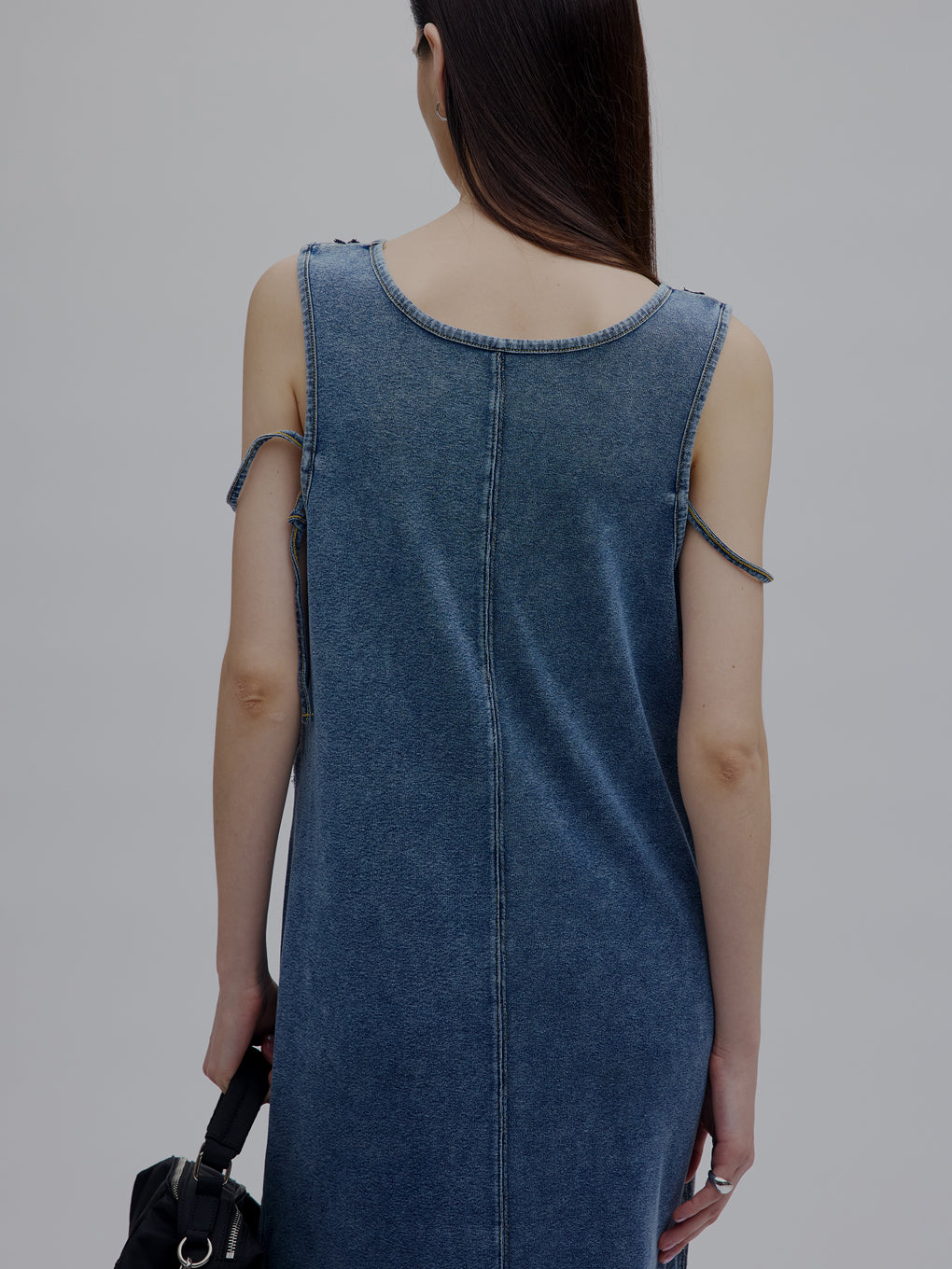 MEDI 2WAY DENIM LIKE LACE DOCKING DRESS