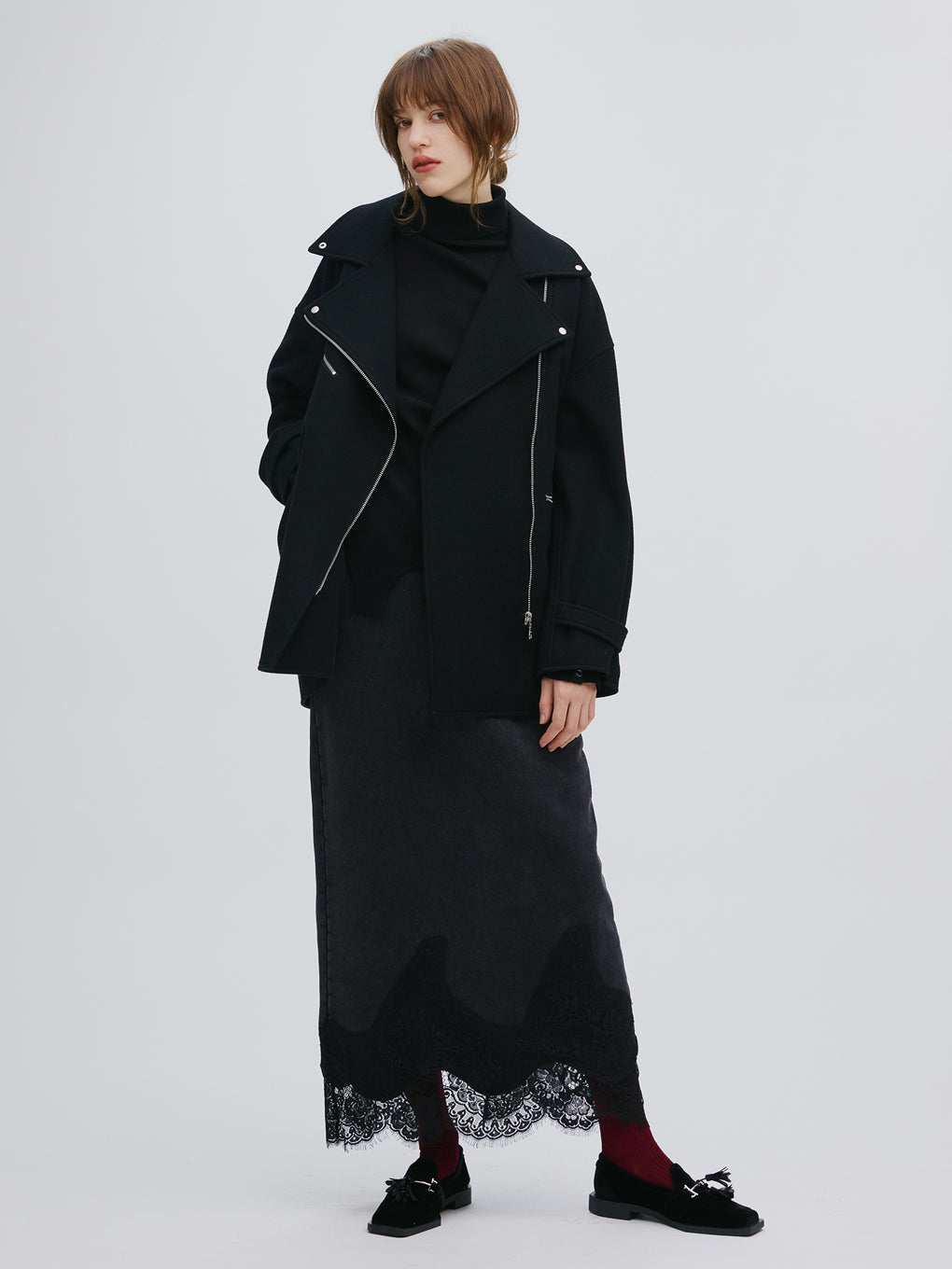 CHEMICAL OVERDYE LACE SWEAT SKIRT