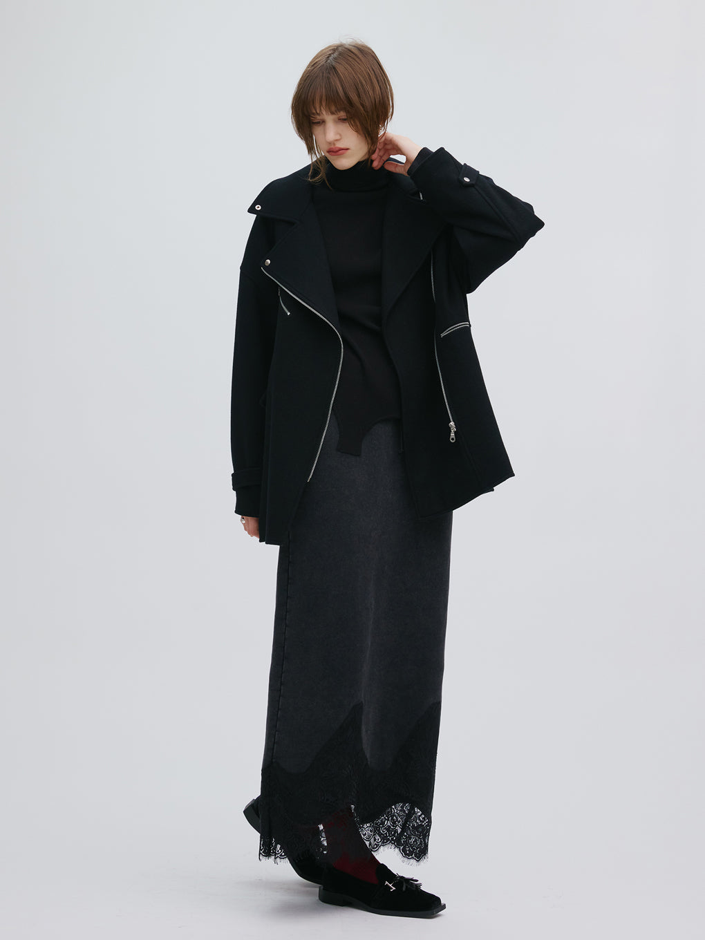 CHEMICAL OVERDYE LACE SWEAT SKIRT