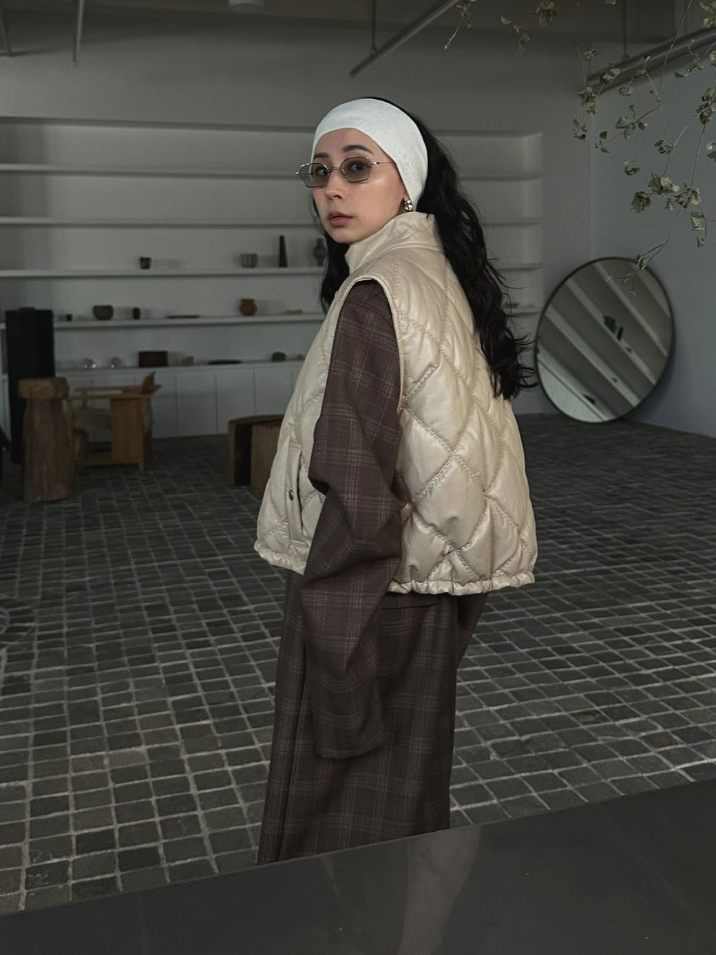 SYNTHETIC LEATHER QUILTING MINI VEST