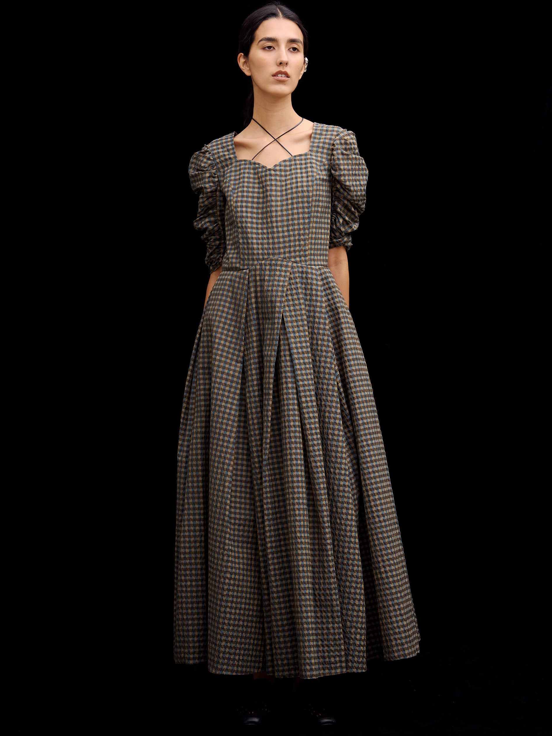 SEERSUCKER VOLUME HEM DRESS