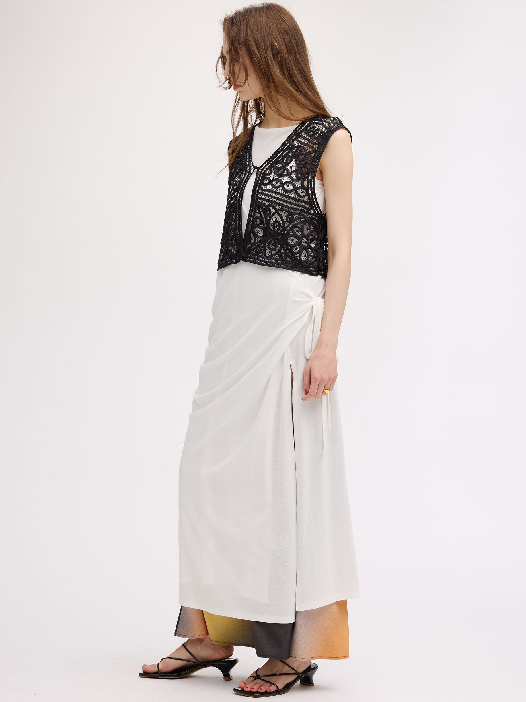 2WAY SATIN BATTEN LACE VEST