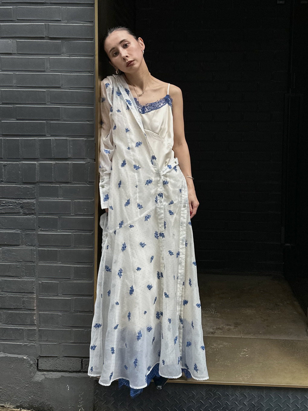 DOT FLOWER VEIL DRESS