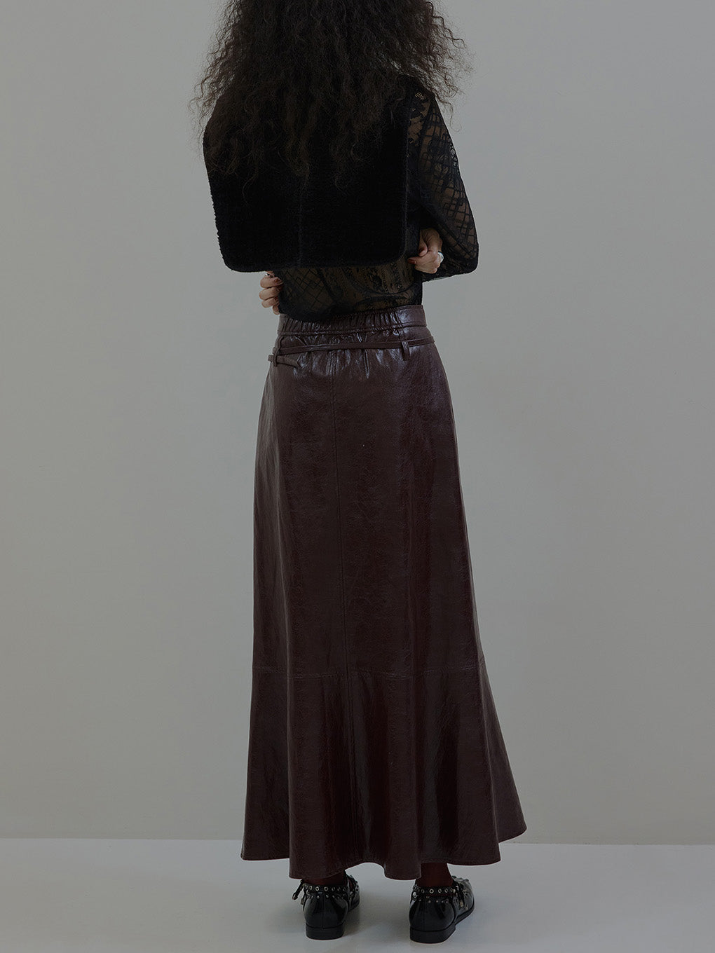WAIST DESIGN BELT SEMI FLARE SKIRT