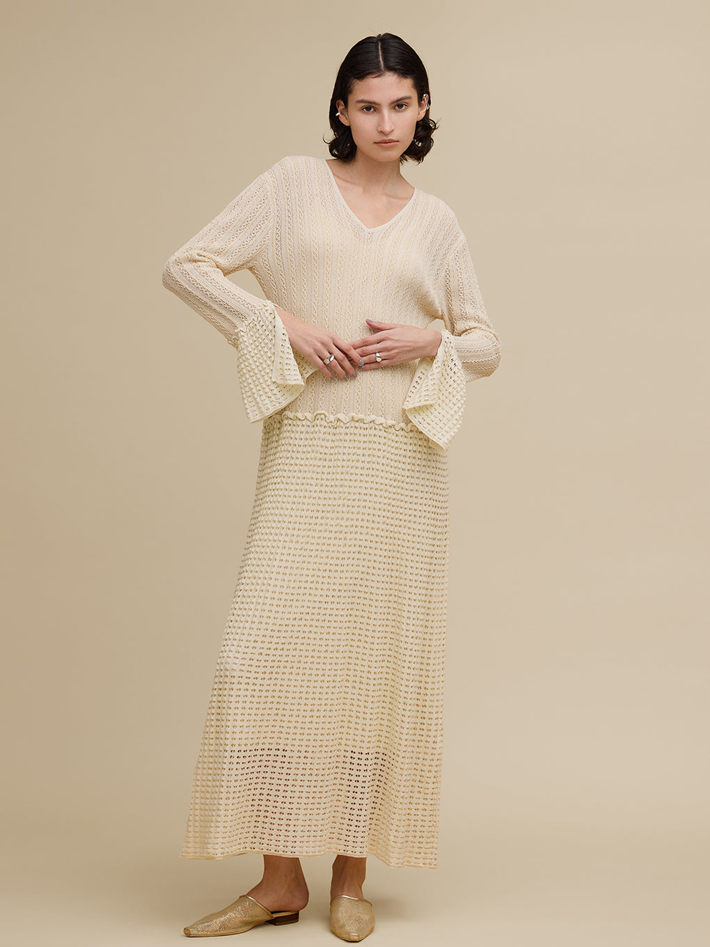 LADY CROCHET KNIT DRESS