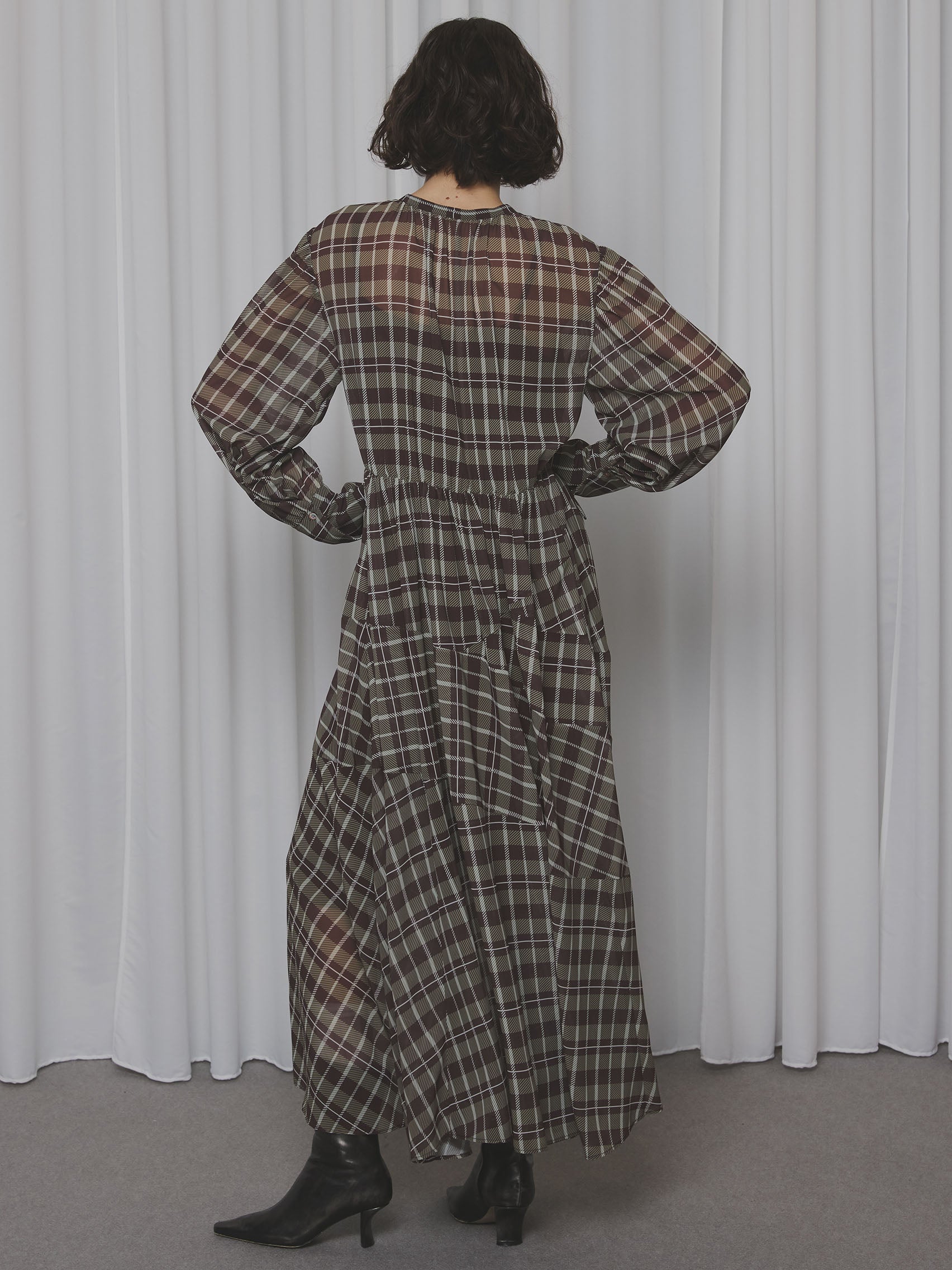 IRREGULAR PLAID PATTERN DRESS