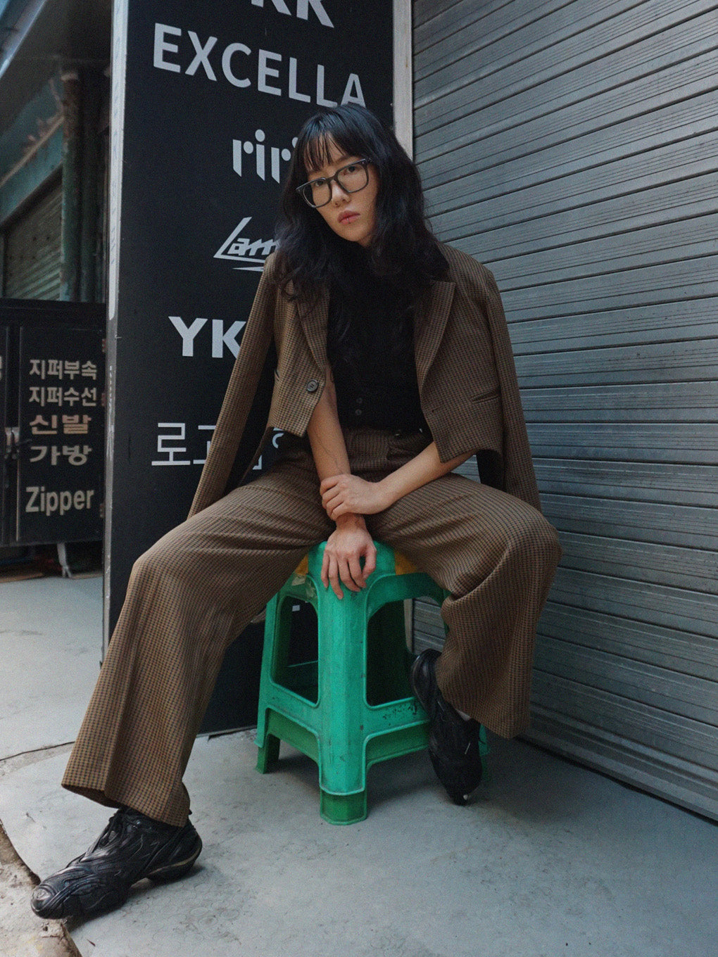 BONBOM×Ameri HOUNDSTOOTH STRAIGHT PANTS