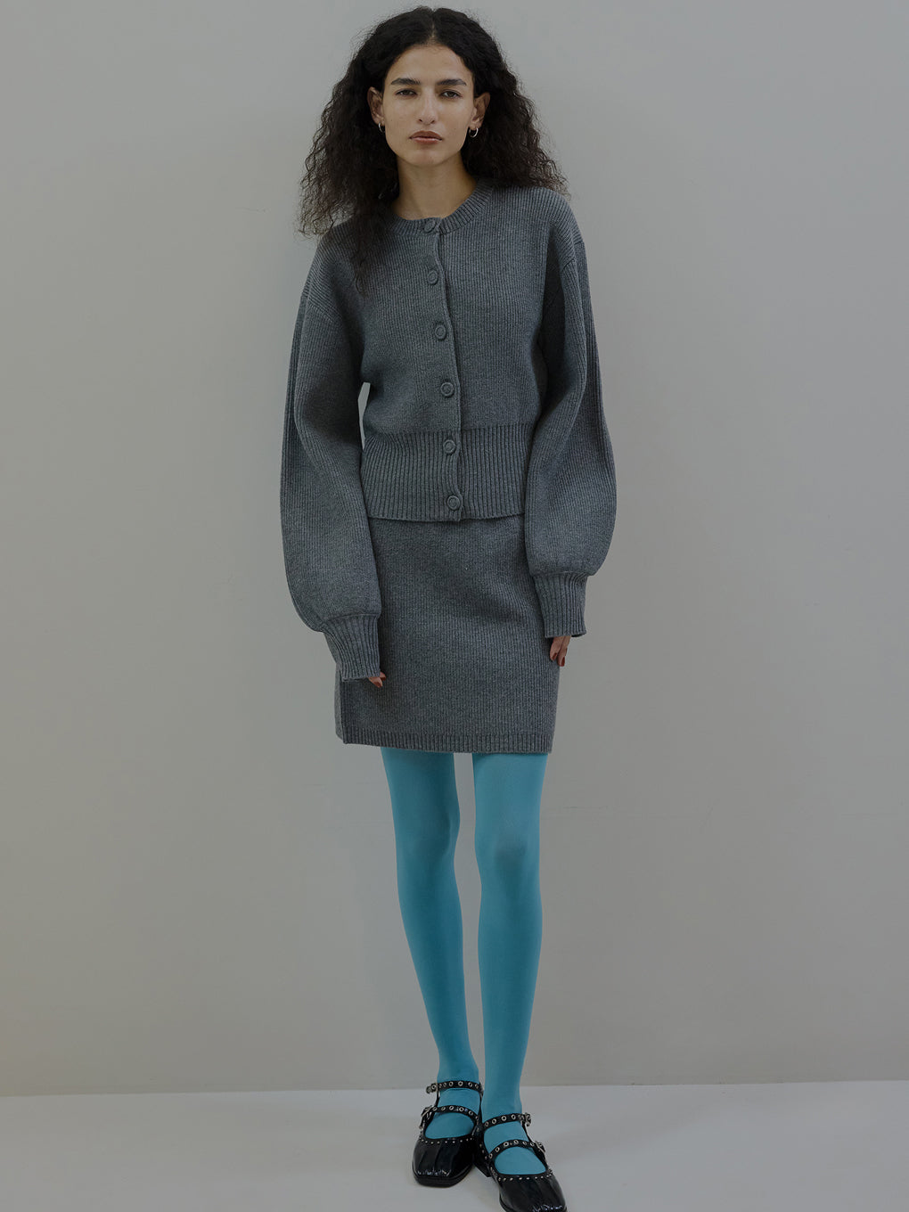 SOLID KNIT CARDIGAN WITH SKIRT