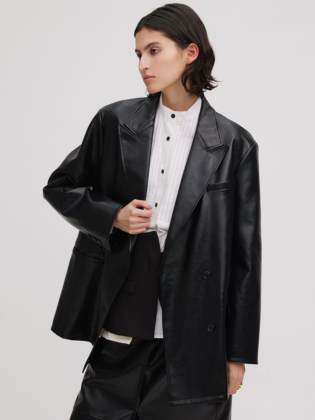 LUSTER FAKE LEATHER JACKET