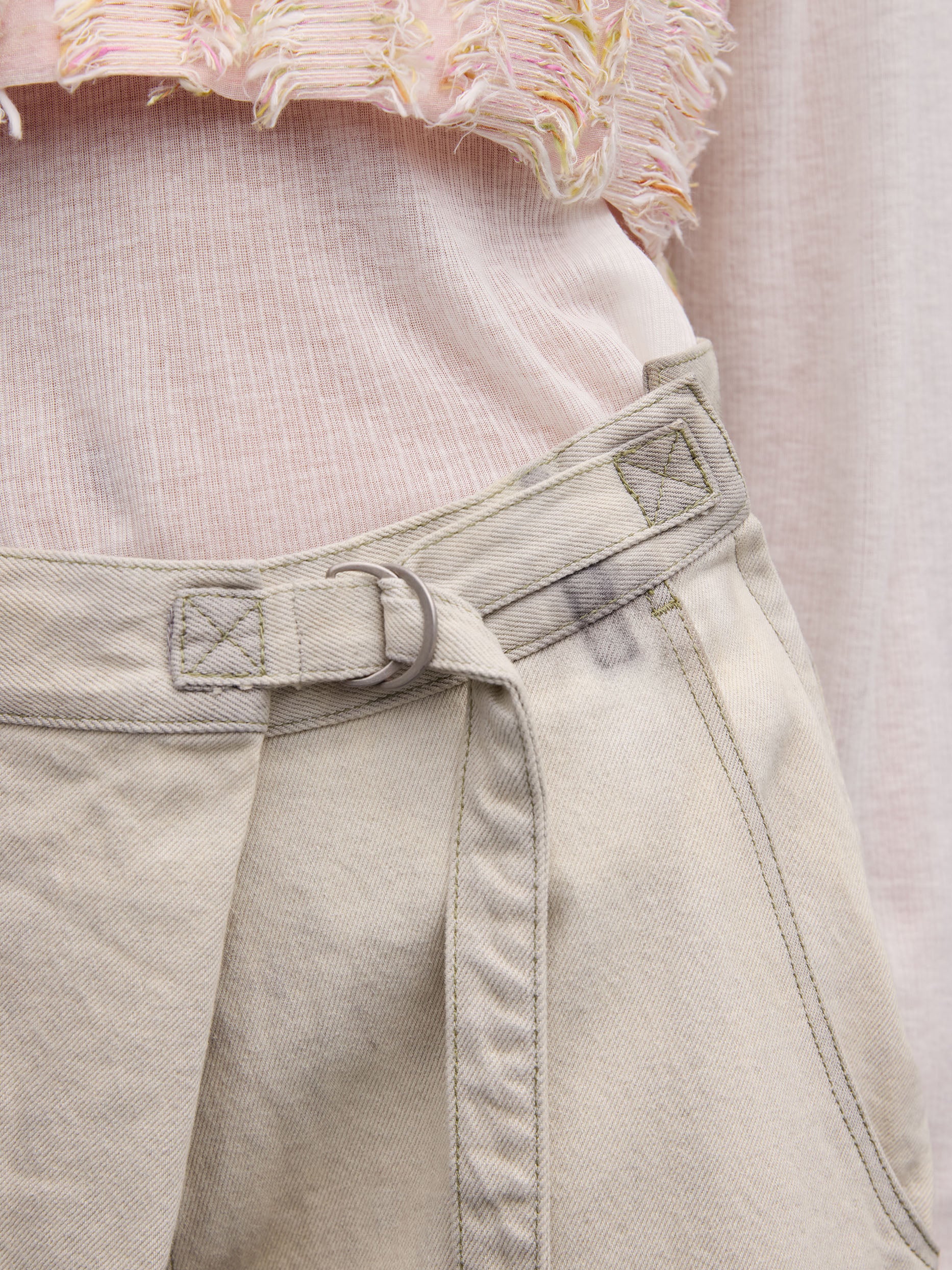 WRAP DENIM WIDE PANTS