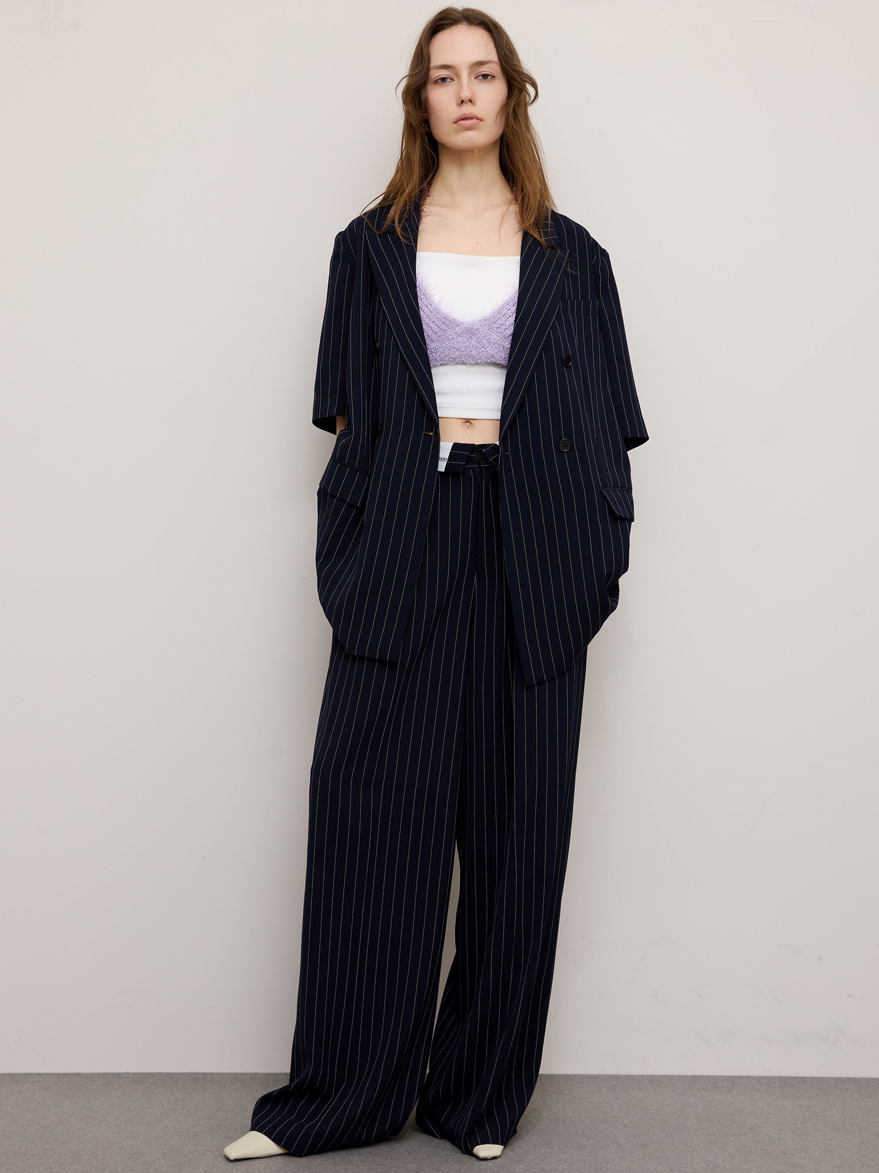 TURN BACK WAIST WIDE PANTS