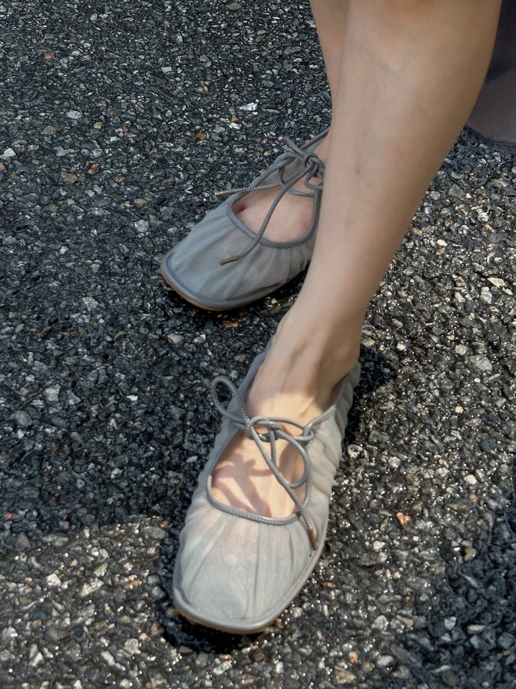 MESH RIBBON FLAT SHOES