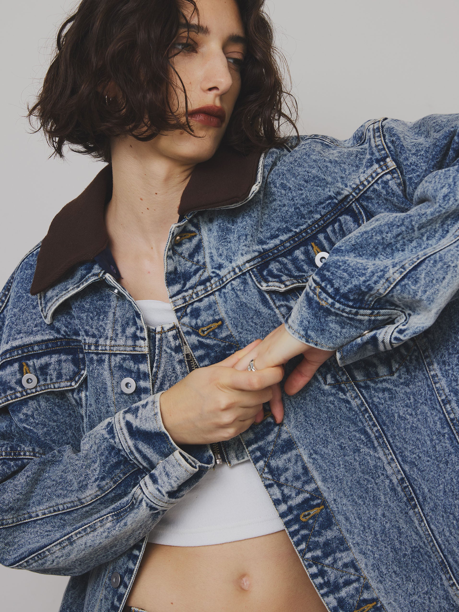 RIB MIX DENIM BLOUSON