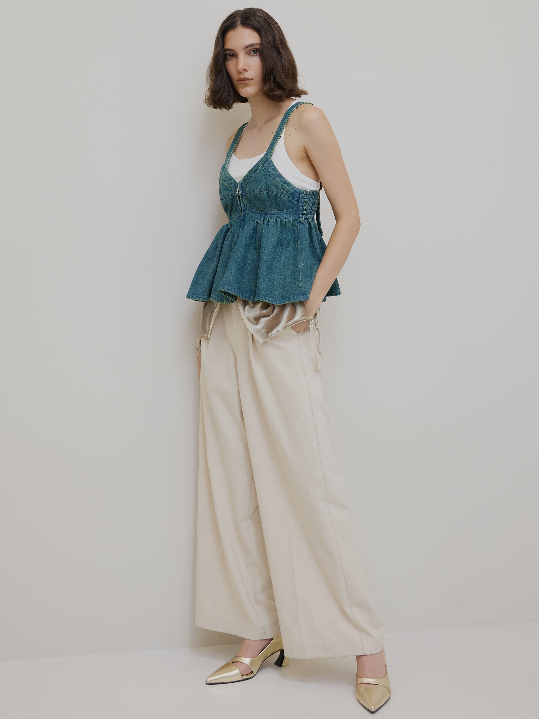 GRUNGE DENIM PEPLUM BUSTIER