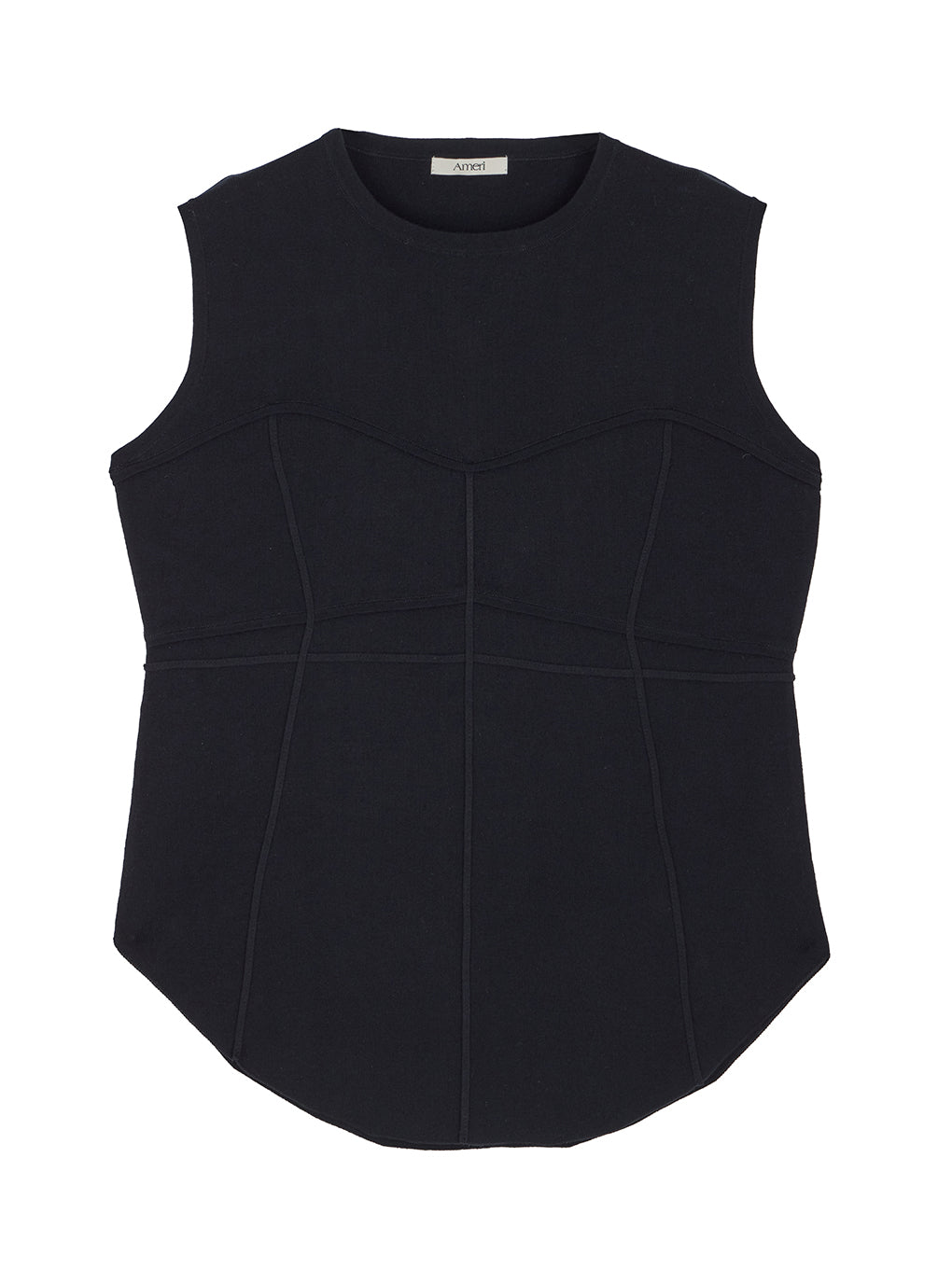 CORSET DETAIL ROUND KNIT TOP