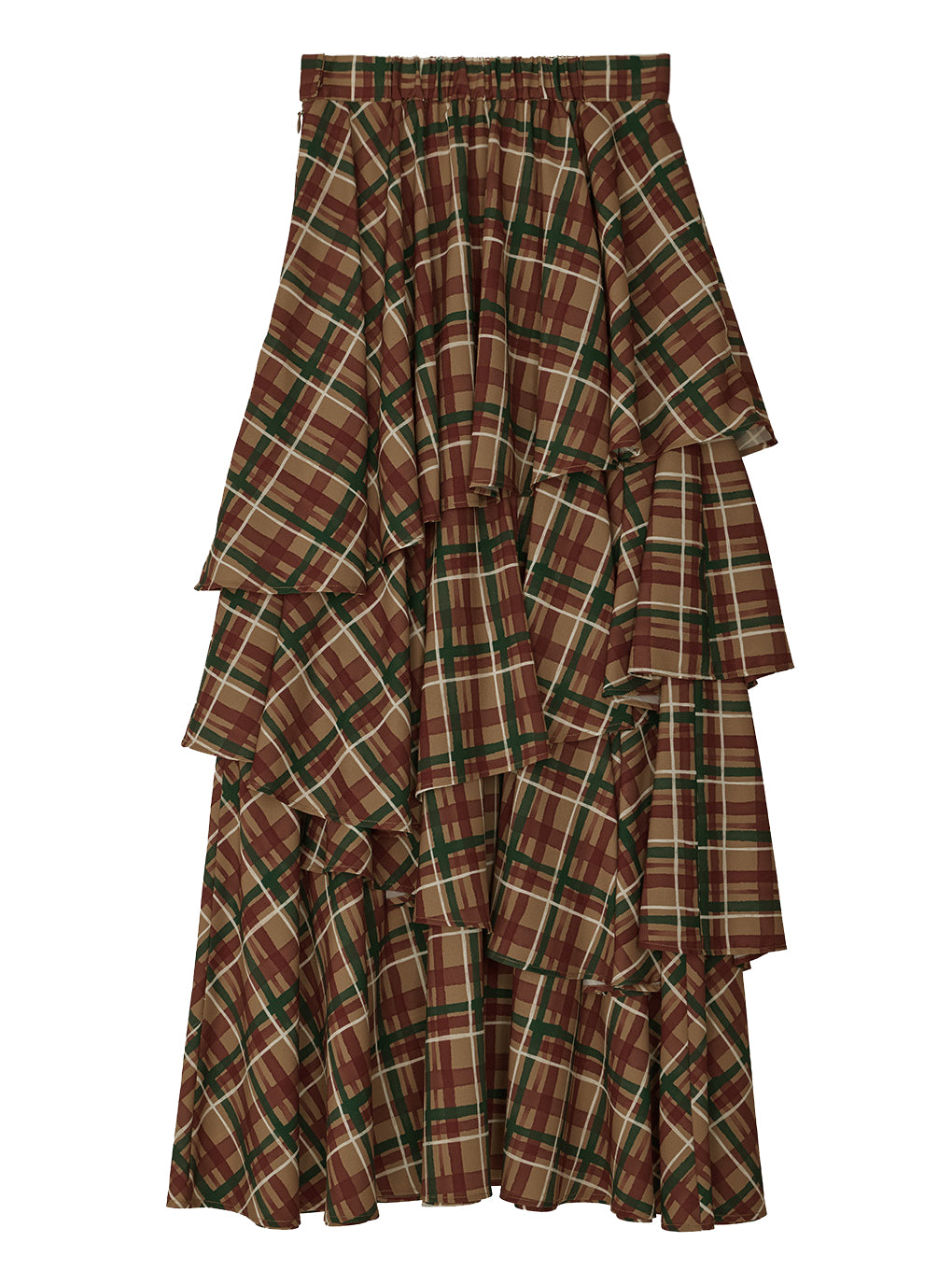 HANDWRITING CHECK TIERED SKIRT