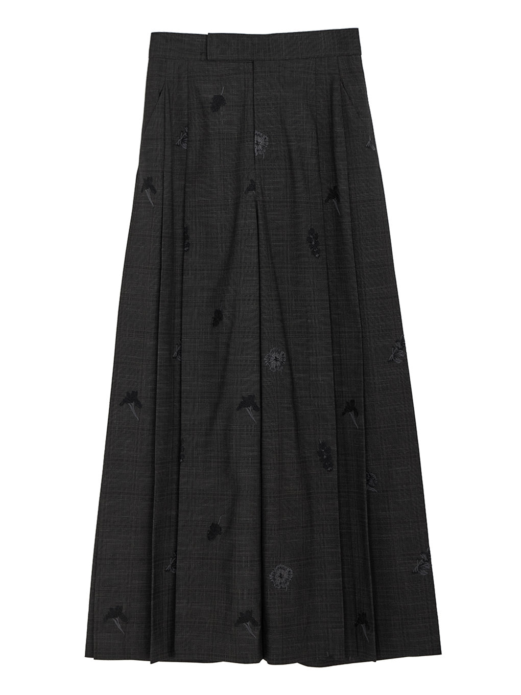 CHECK FLOWER PLEATS PANTS